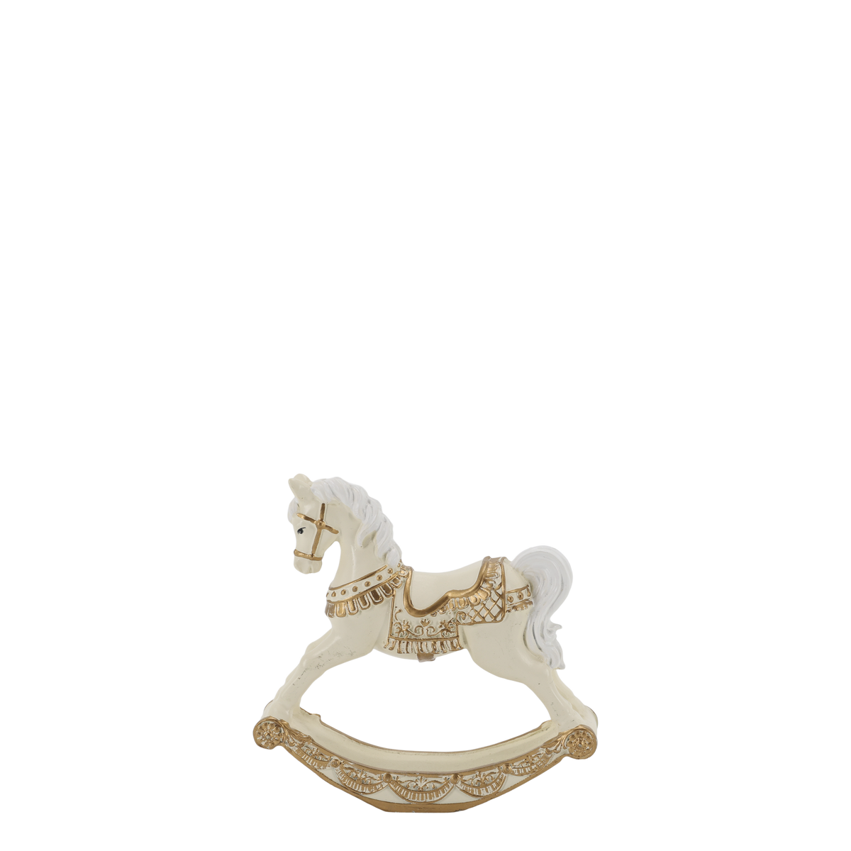 Noël Schaukelpferd aus Polyresin, antique creme, 11,5 cm