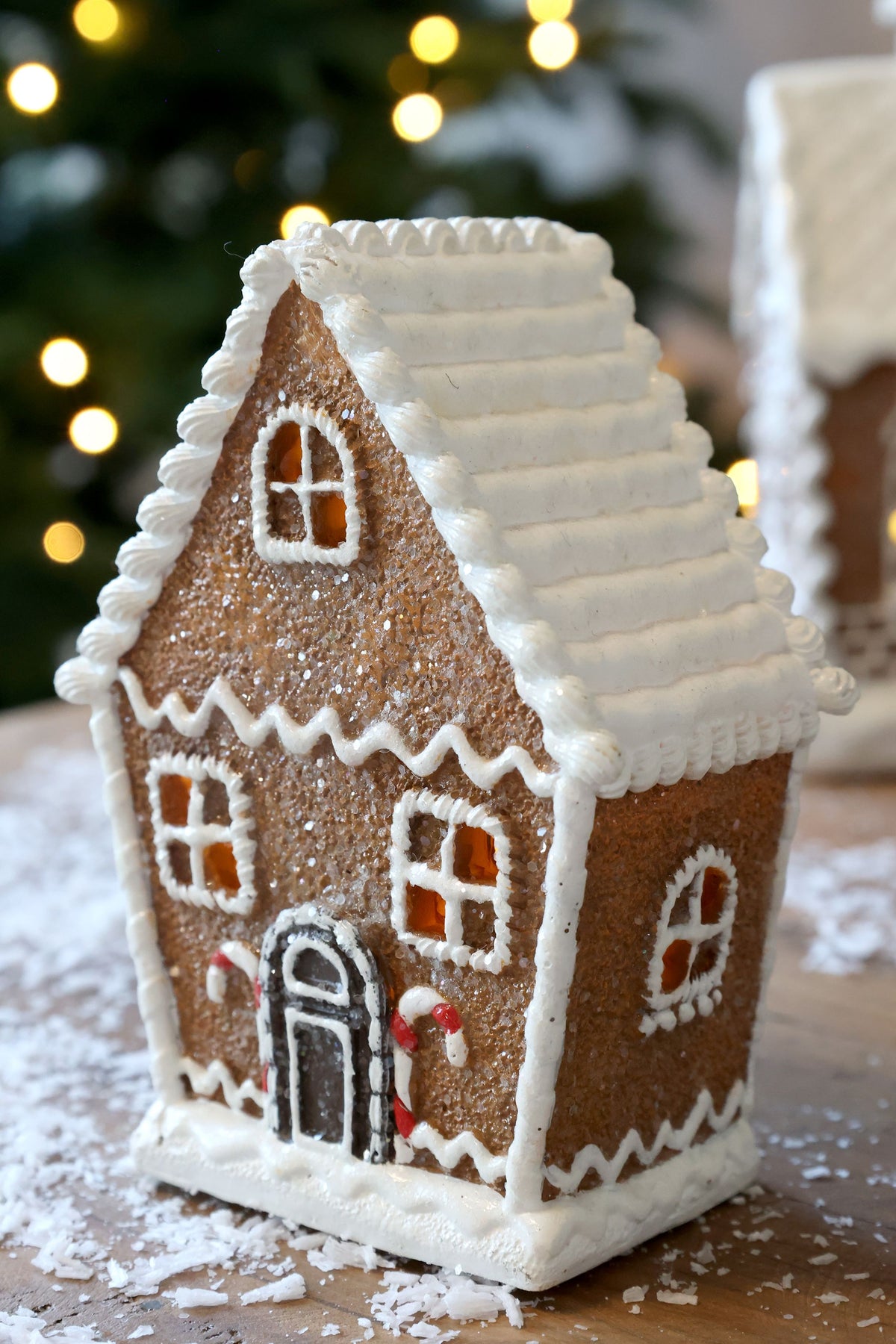 Noël Lebkuchenhaus mit LED-Beleuchtung, mokka, 12,5 cm hoch