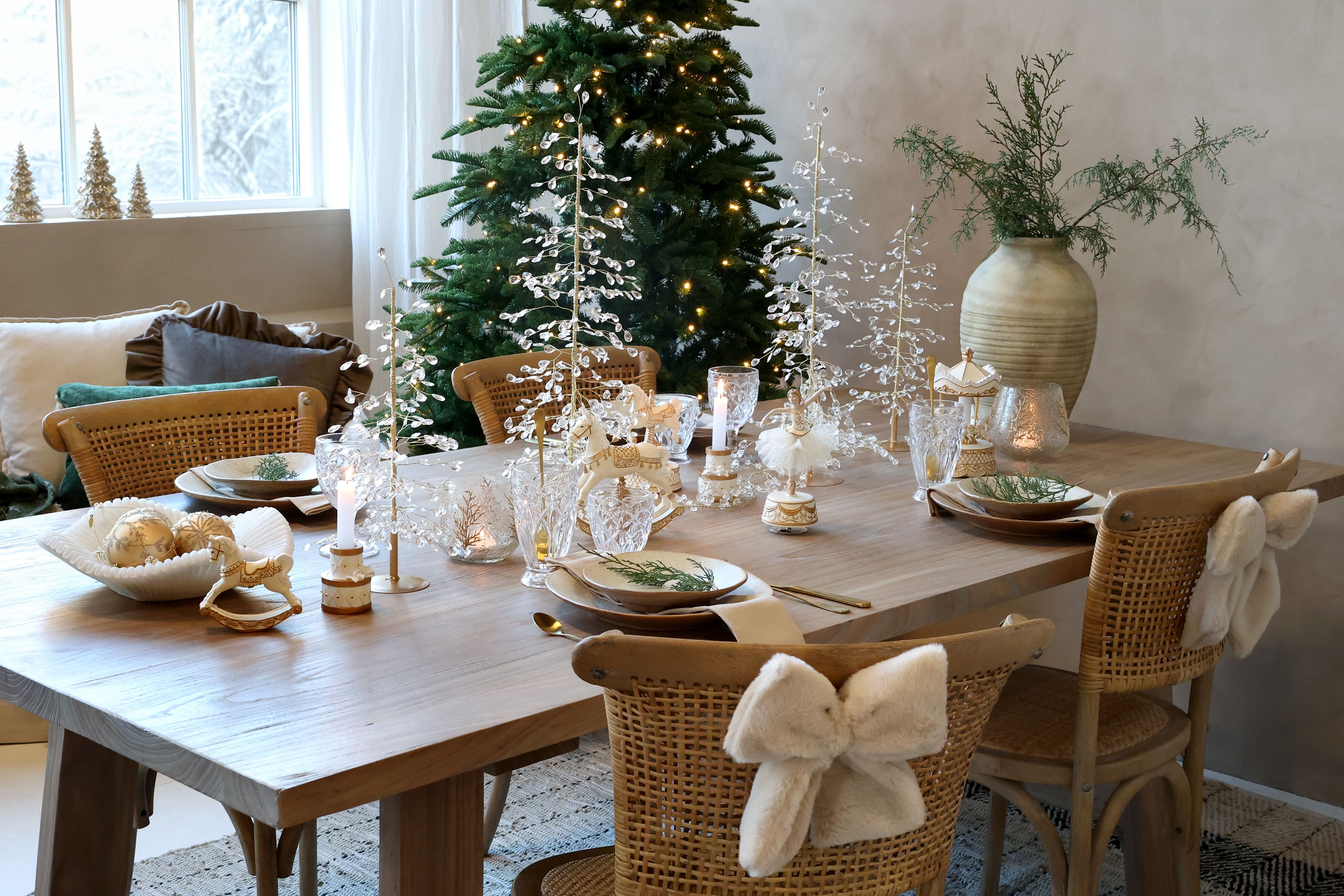 Weihnachtsbaum mit Prismas und Golddraht, 42 cm hoch