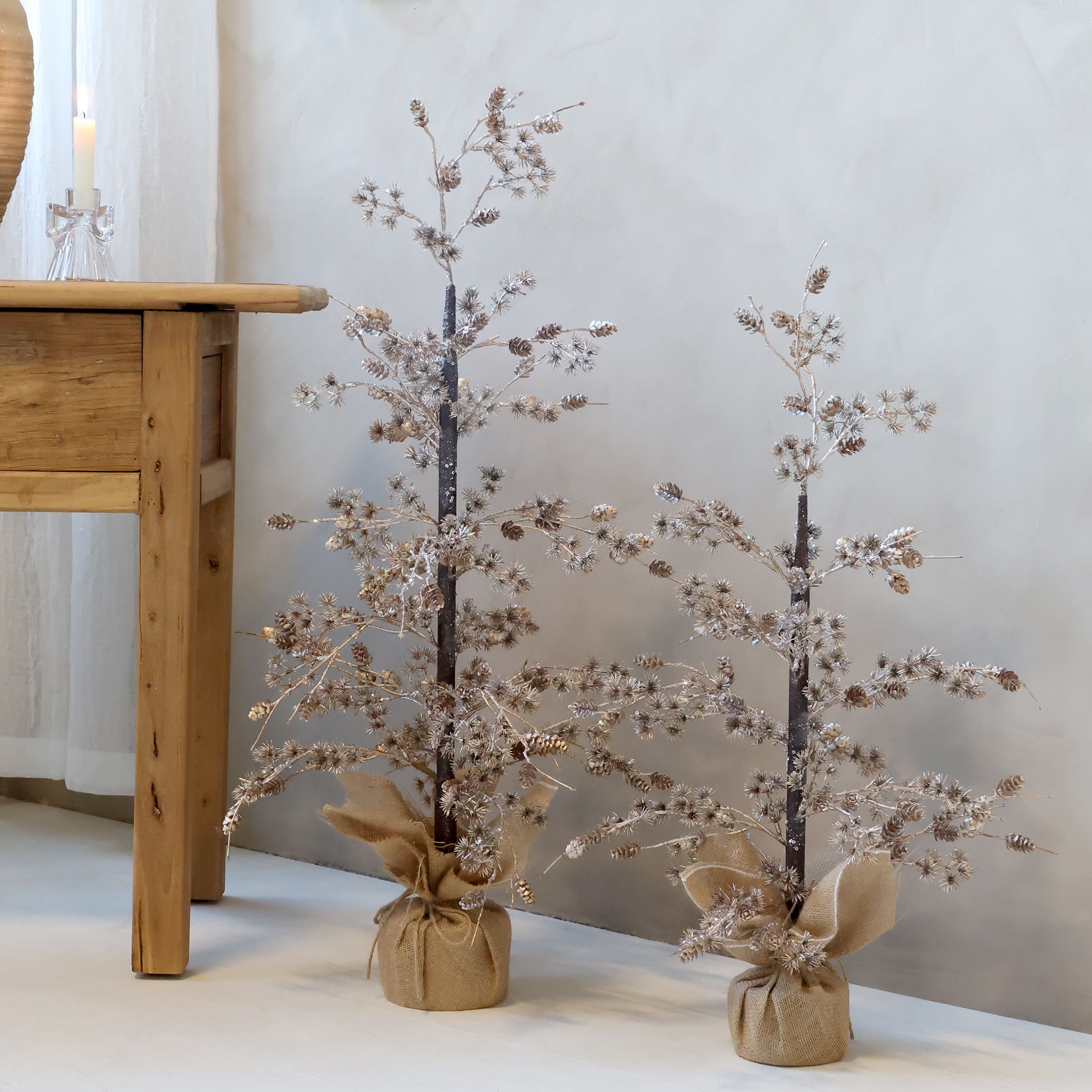 Dekobaum mit Zapfen und Glitzer, 90 cm, antique Gold