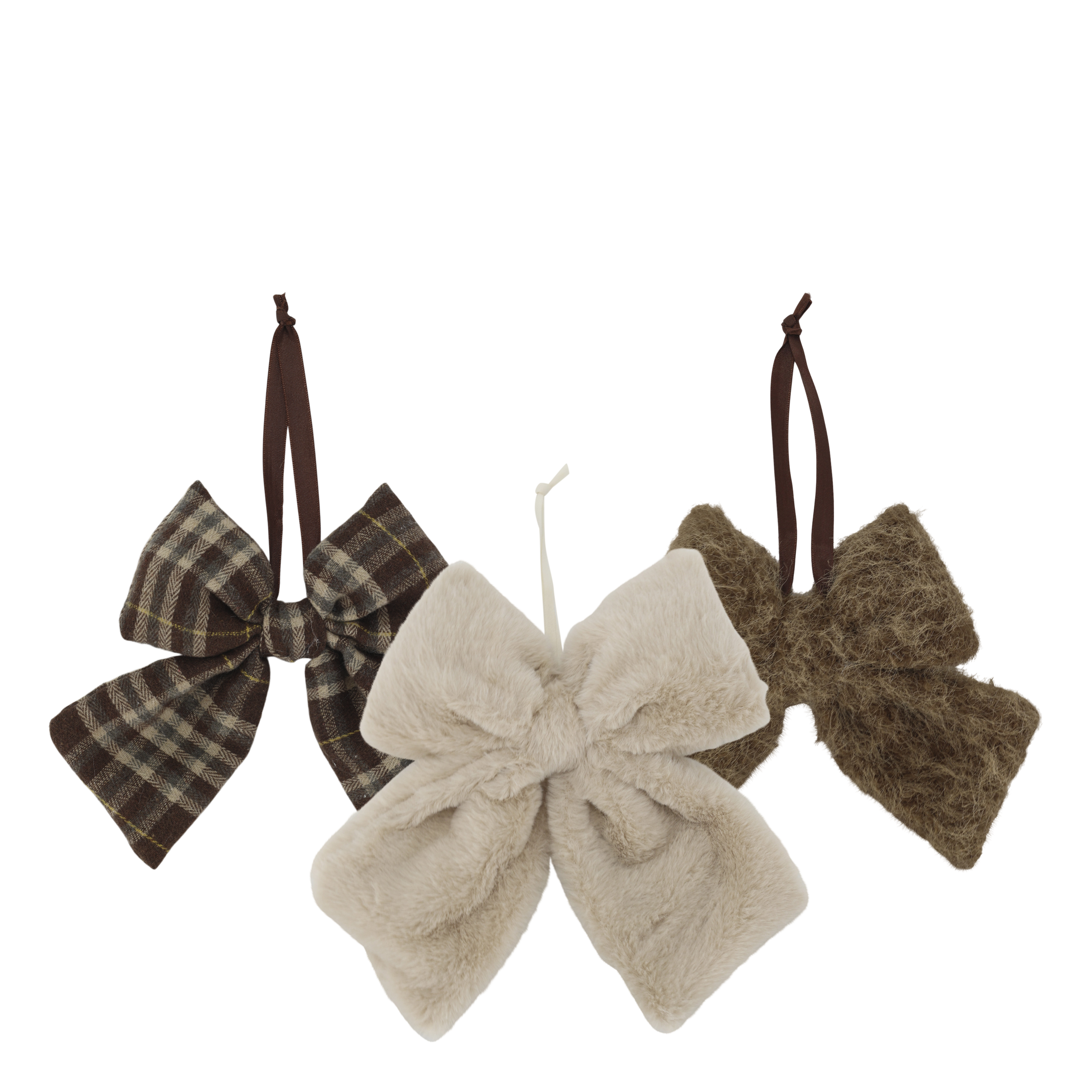 Dekoschleife mit Aufhängung, 3er-Set, beige und mocca