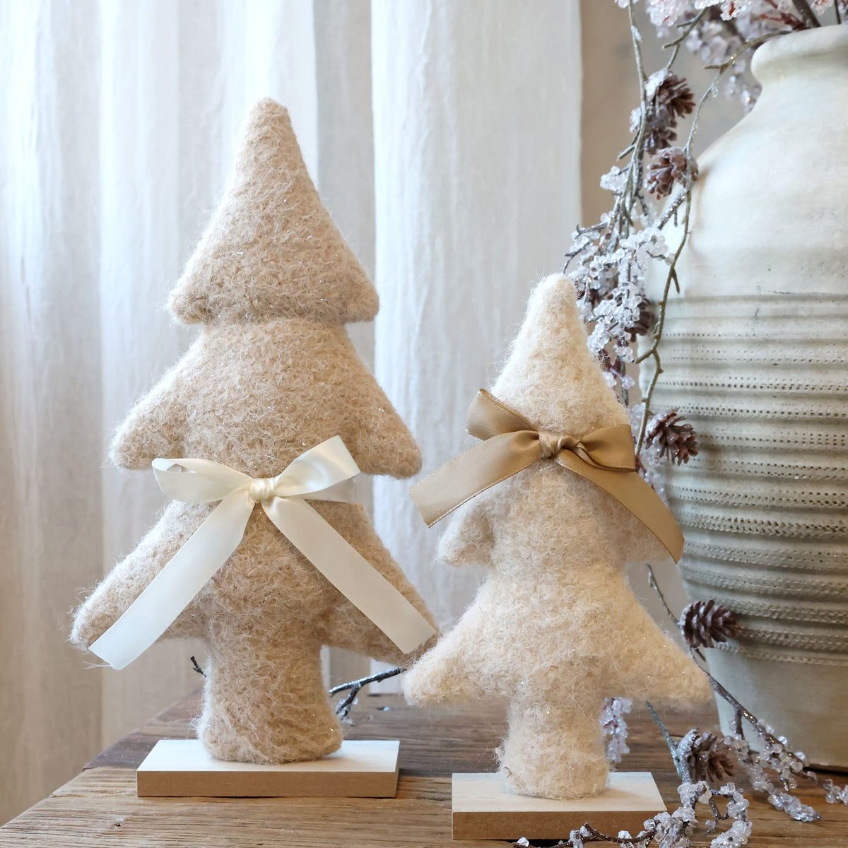 Weihnachtsbaum aus Filz mit Schleife, 2er-Set