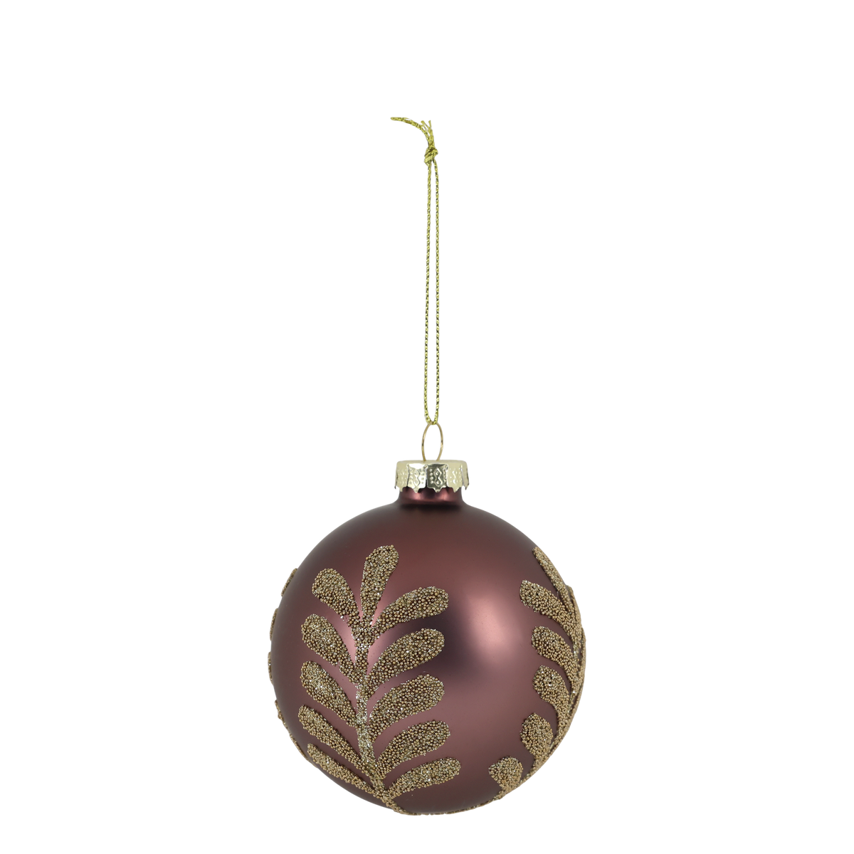 Weihnachtskugel aus Glas mit Muster, 8 cm, Mokka