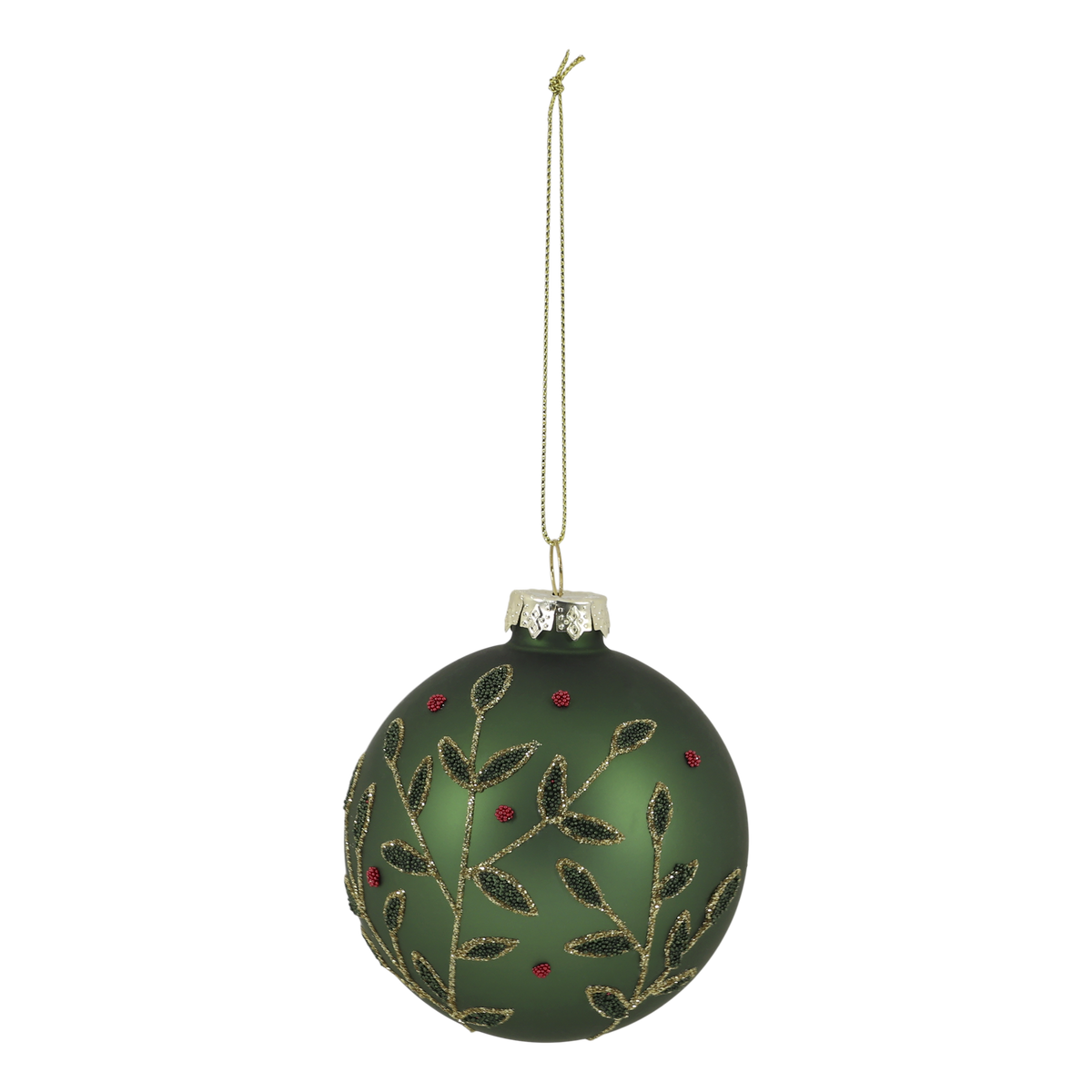 Weihnachtskugel Glas mit Mistelzweig, 8 cm, Moos