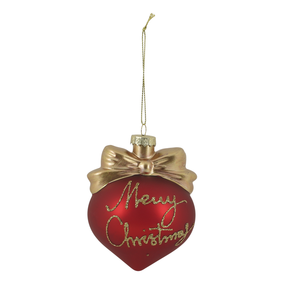 Weihnachtskugel mit Schleife und Text, 10 cm, Cherry
