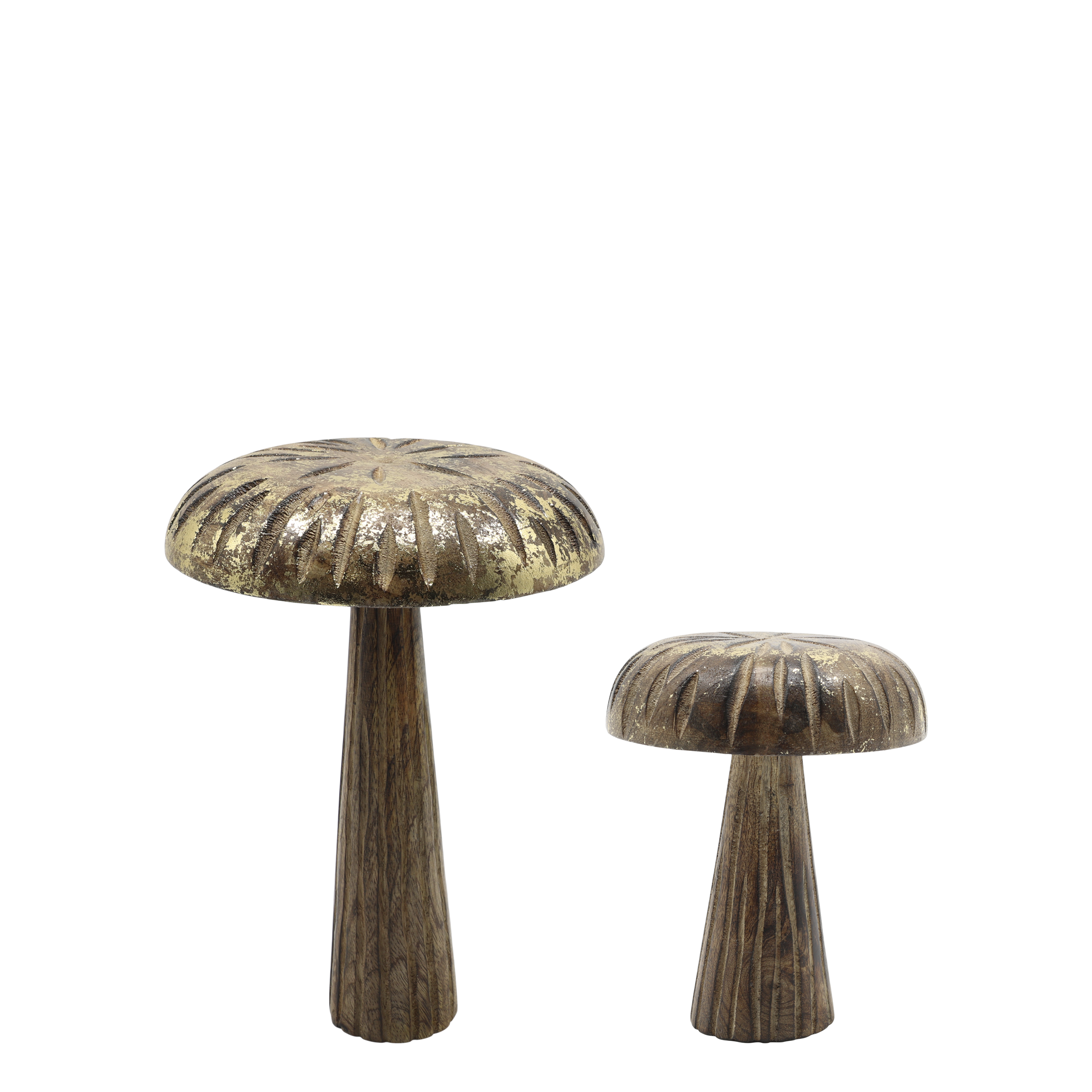 Deko Pilze aus Mangoholz mit Glitzer, 2er-Set, 25 cm