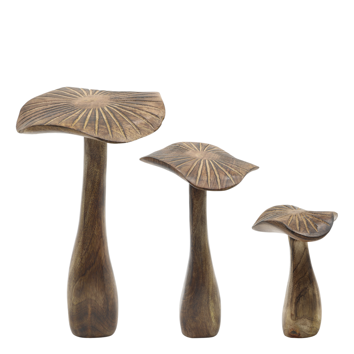 Deko Pilze aus Mangoholz, 3er-Set, natur