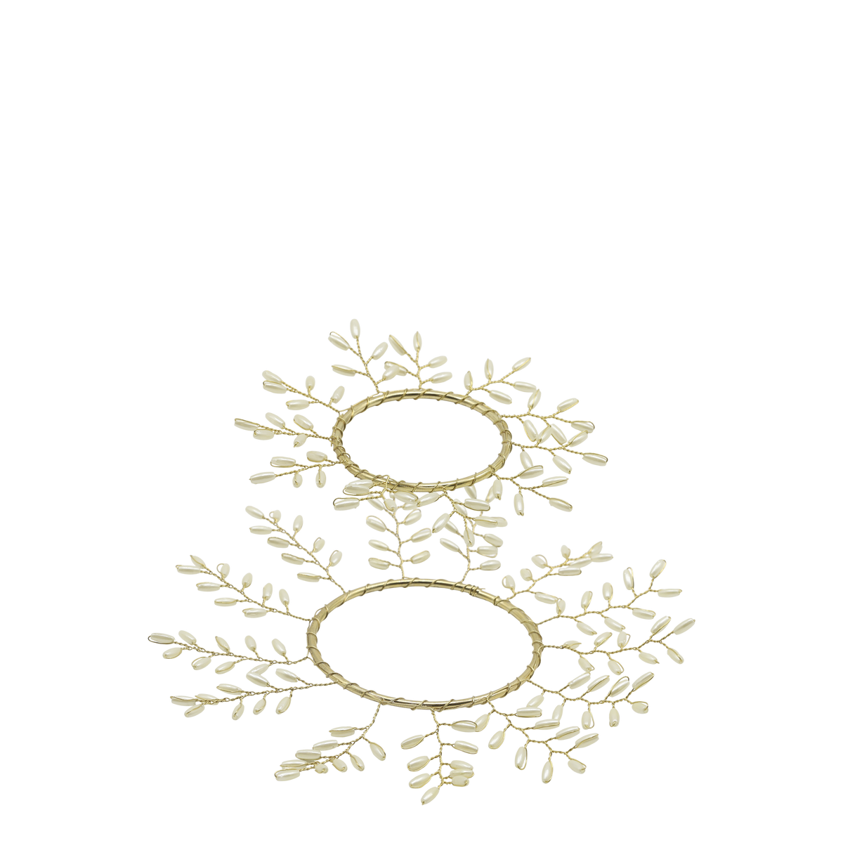 Kränze mit Perlen für Kerzen, 2er-Set, creme
