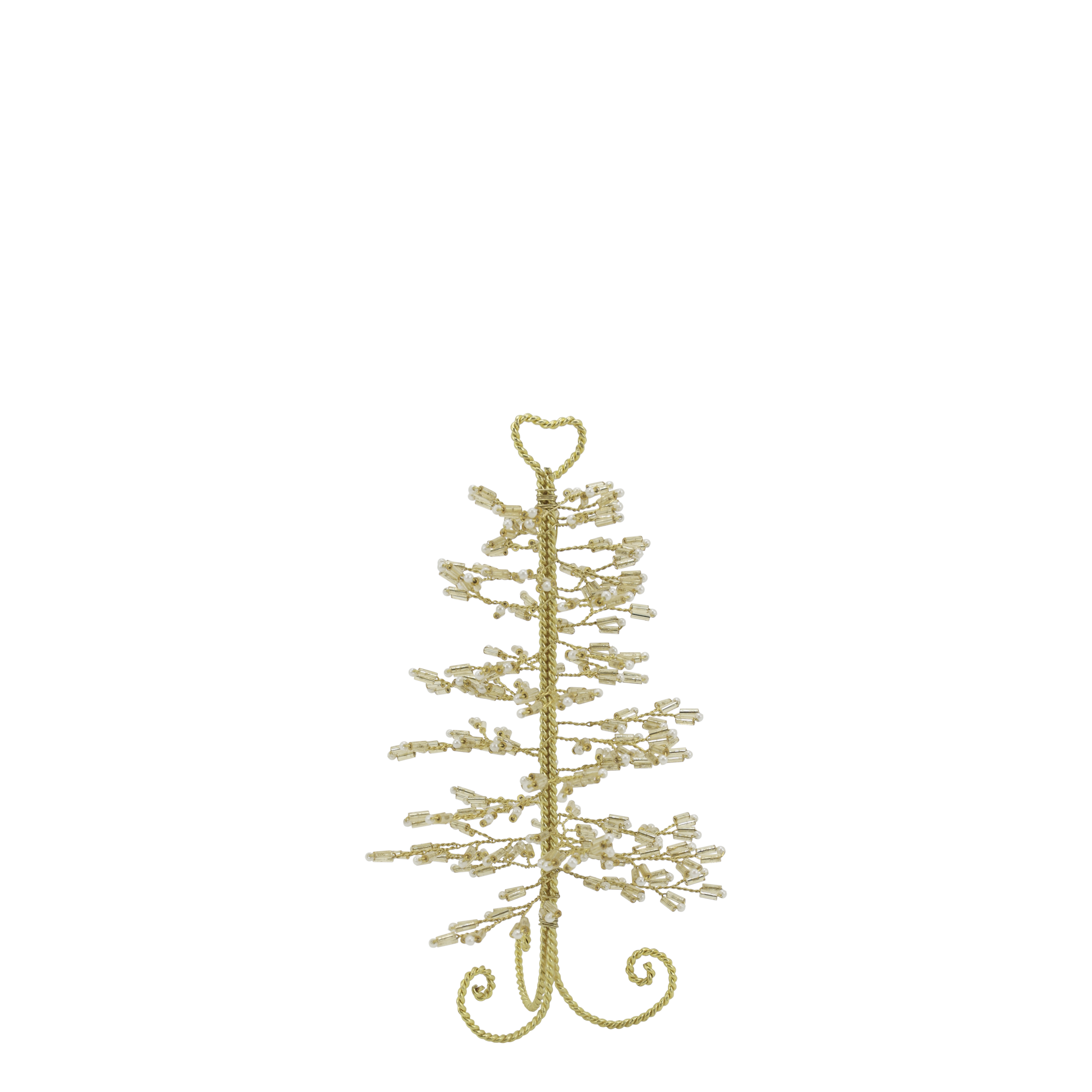 Weihnachtsbaum mit Perlen, champagner, 16 cm
