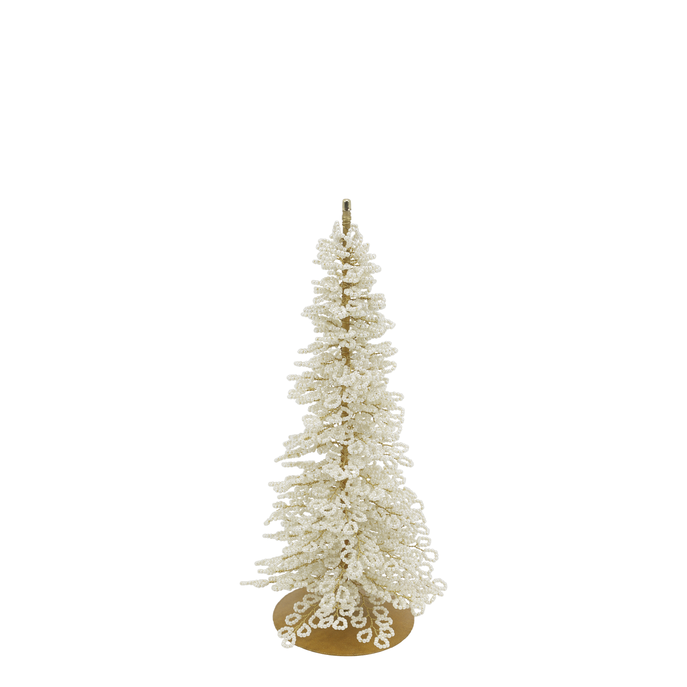 Weihnachtsbaum mit Perlen, creme, 24 cm hoch