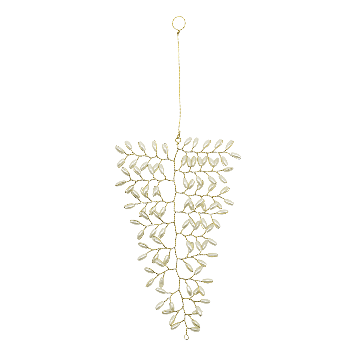 Schlüsselanhänger mit Perlen, creme, 13 cm hoch