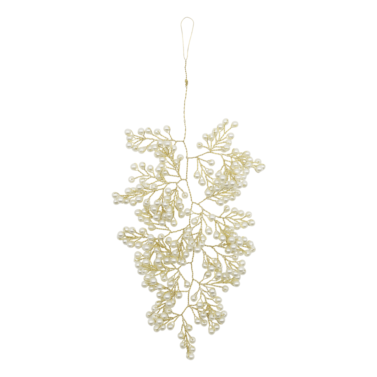 Dekoration mit Perlen – 15 cm hoch, creme