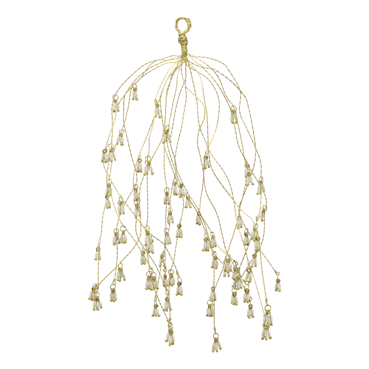 Mistelzweig mit Perlen, 20 Zweige, 29 cm, creme