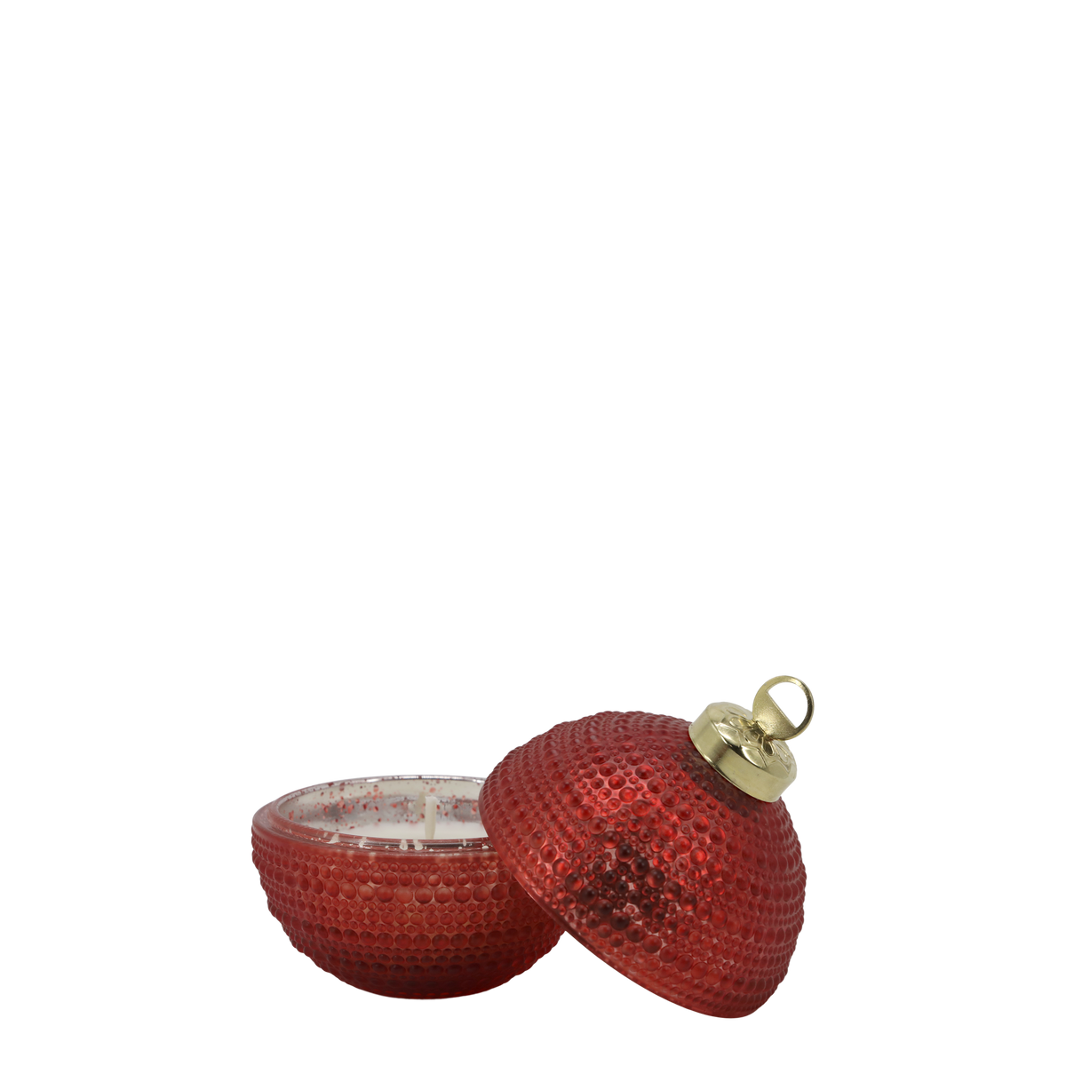 Weihnachtskugel mit Kerze aus Glas, 8 cm, in Cherry