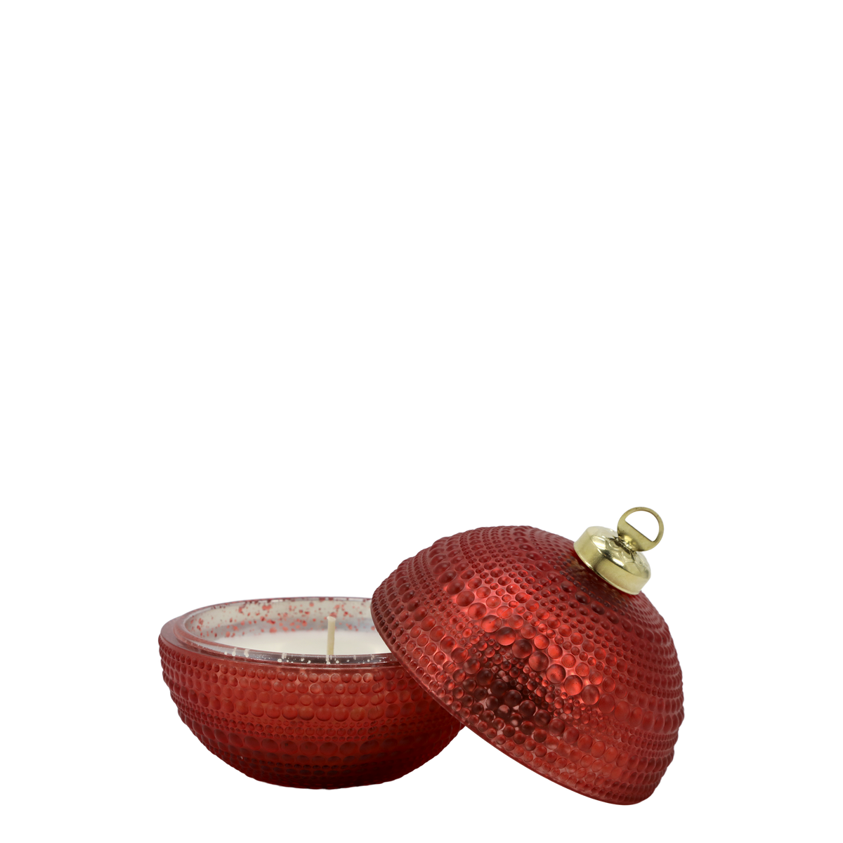 Weihnachtskugel aus Glas mit Kerze, 11 cm, cherry
