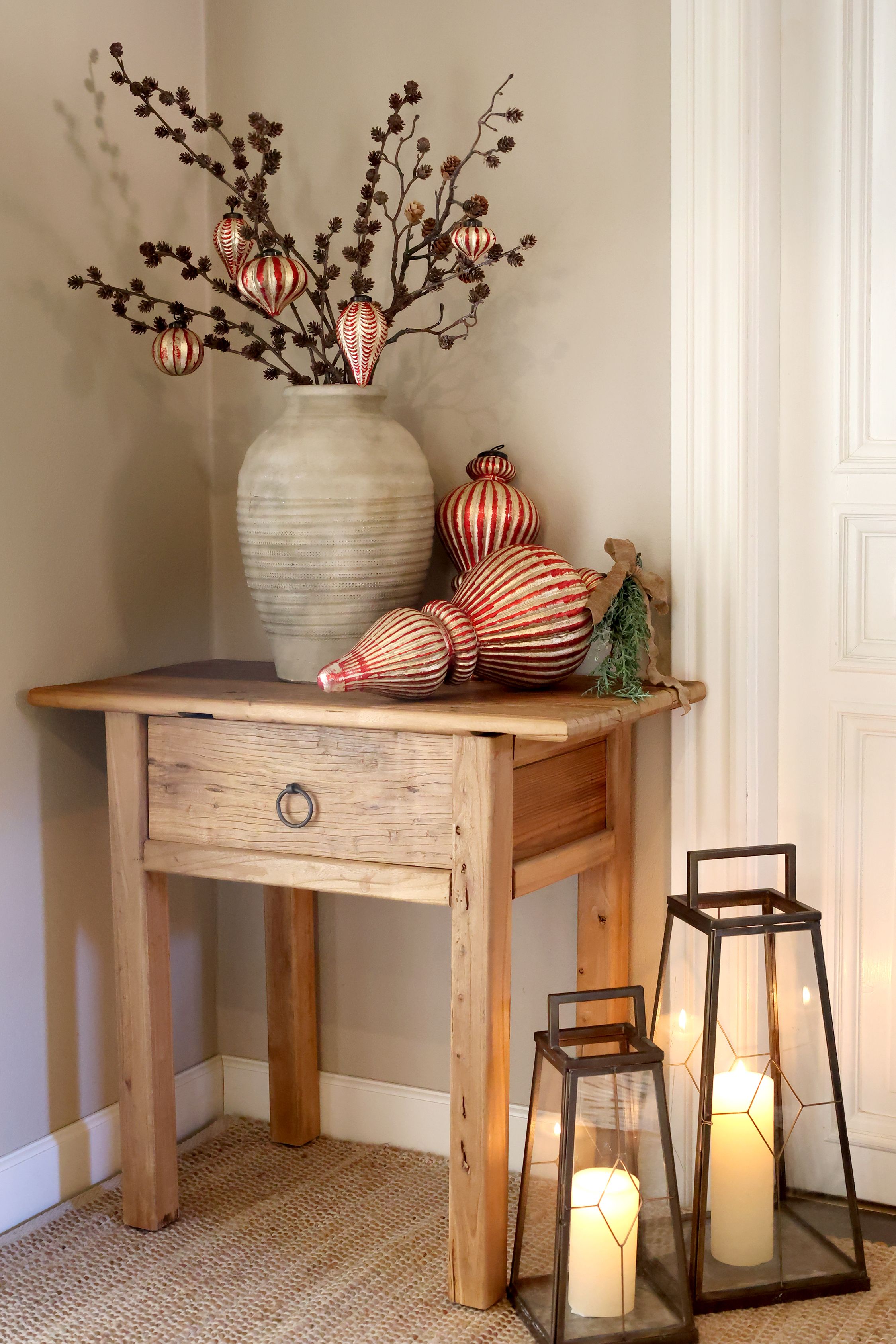 Weihnachtskugeln Set aus Glas, Eisen und Jute – 3 Stück