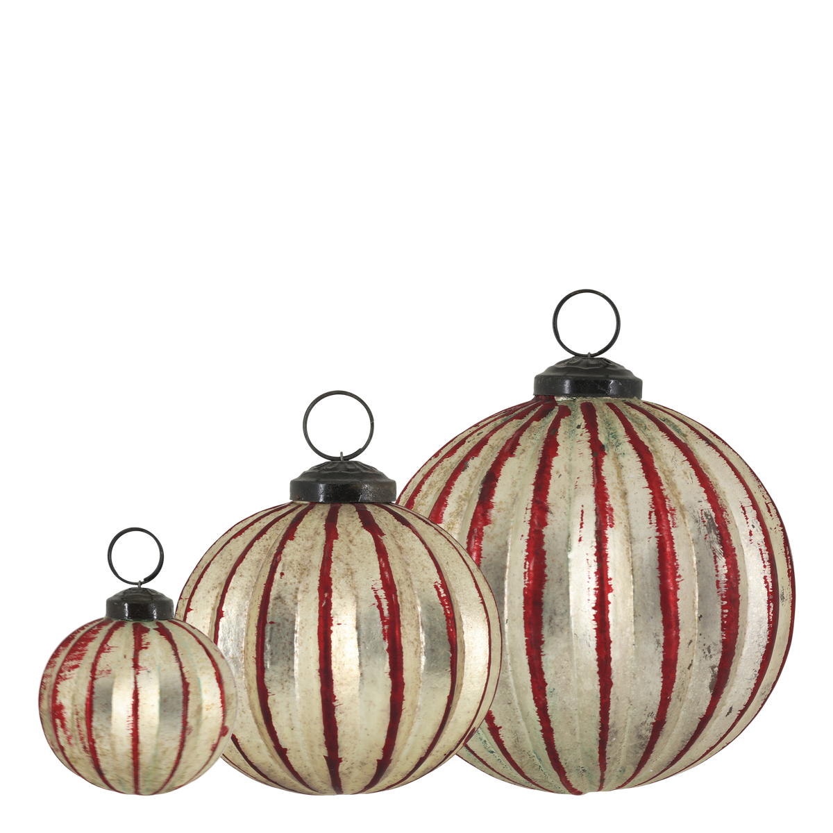 Weihnachtskugeln Set aus Glas und Eisen, 3 Stück, cherry