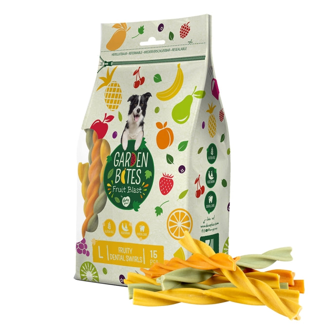 Garden Bites Fruity Dental Swirls - L - 16cm / 15 Stück