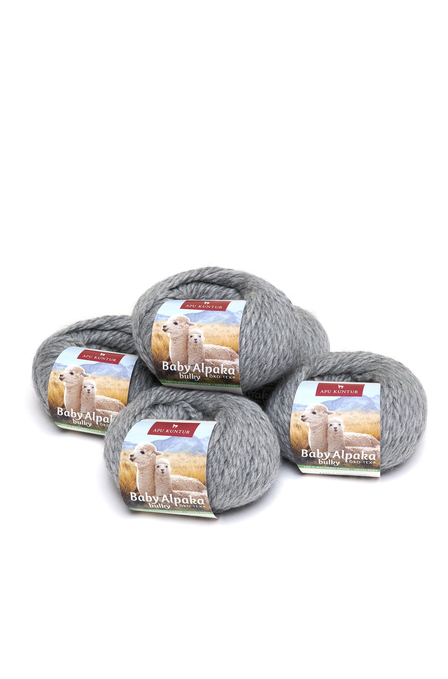 5er-Pack Baby-Alpaka Wolle BULKY 5x50g 50m Nadel 8 Strick-Häkel-Garn Nm 2/2 APU KUNTUR