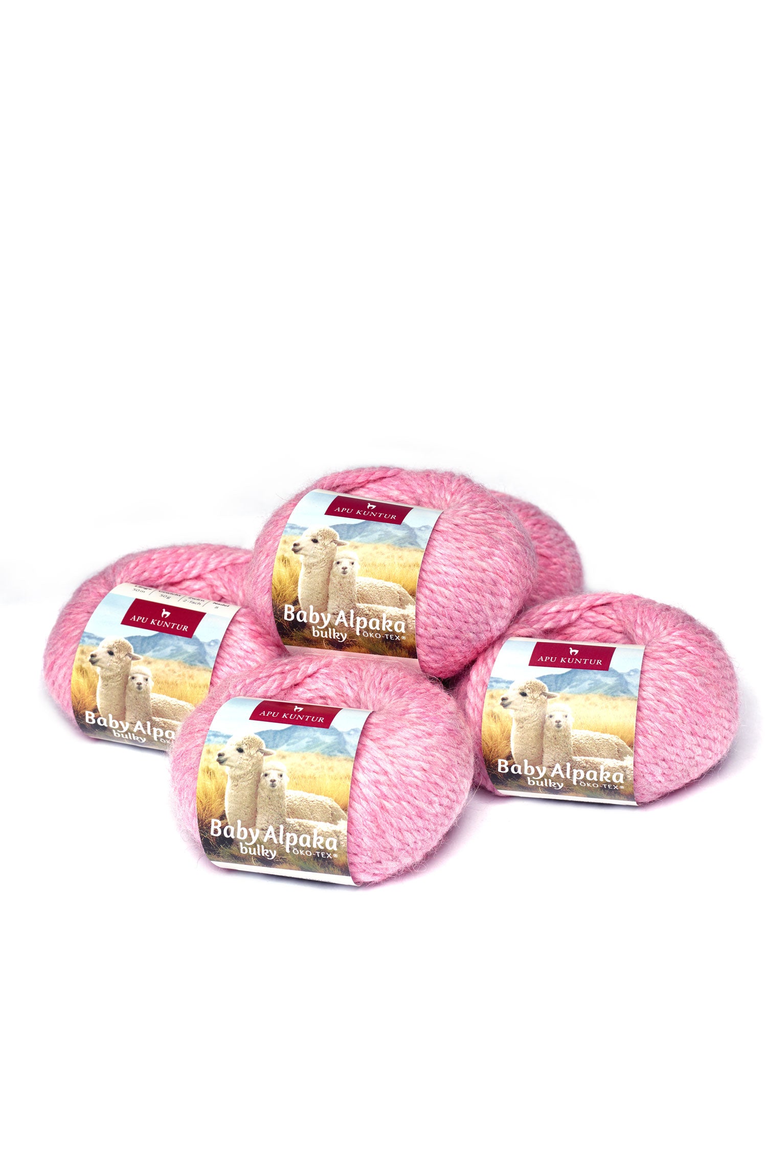 5er-Pack Baby-Alpaka Wolle BULKY 5x50g 50m Nadel 8 Strick-Häkel-Garn Nm 2/2 APU KUNTUR