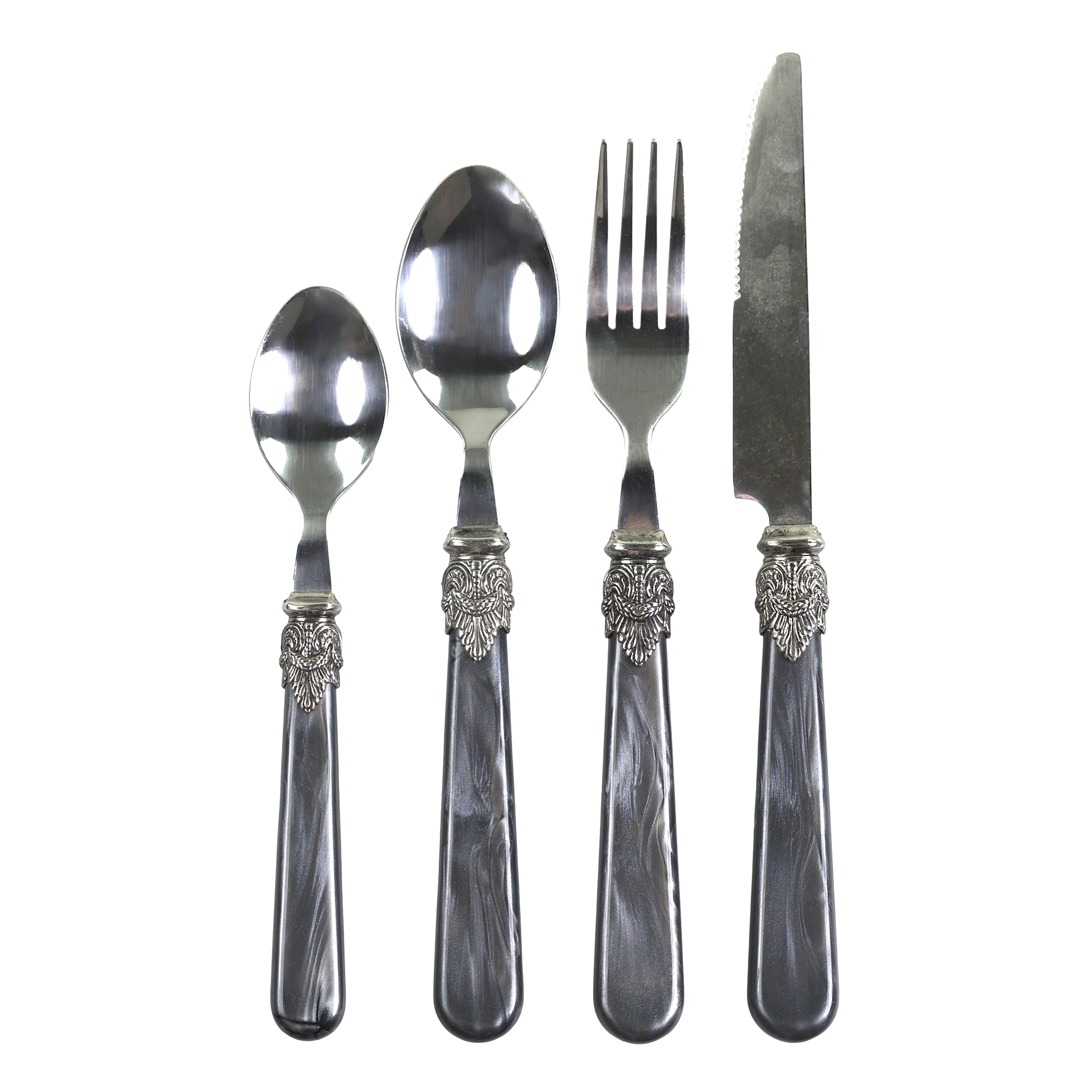 Linas Cutlery w. silver deco set of 4 L23 cm antique coal