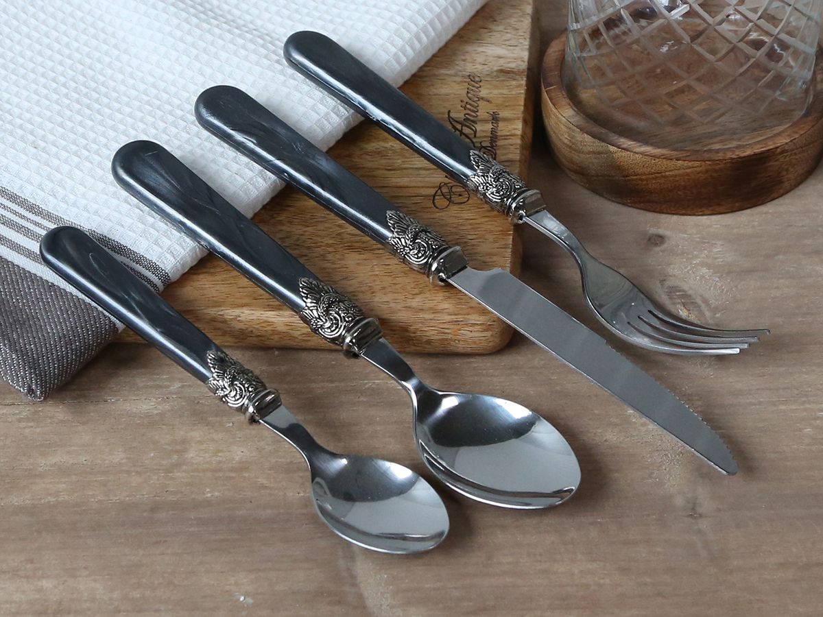 Linas Besteck mit Silber Deko, 4er Set, Länge 23 cm