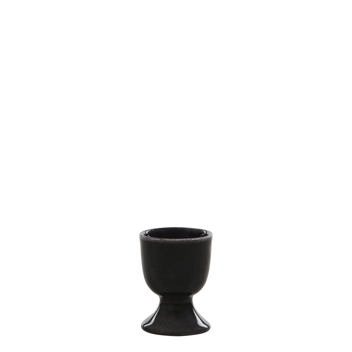 Eierbecher schwarz aus Steingut, 6,5 cm hoch