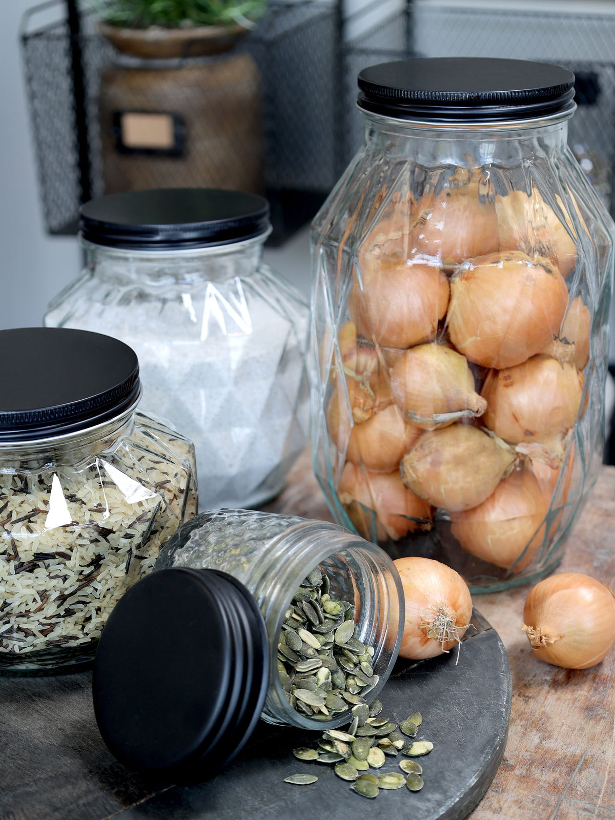 Aufbewahrungsglas mit Diamantenschliff, 22 cm hoch, 3020 ml