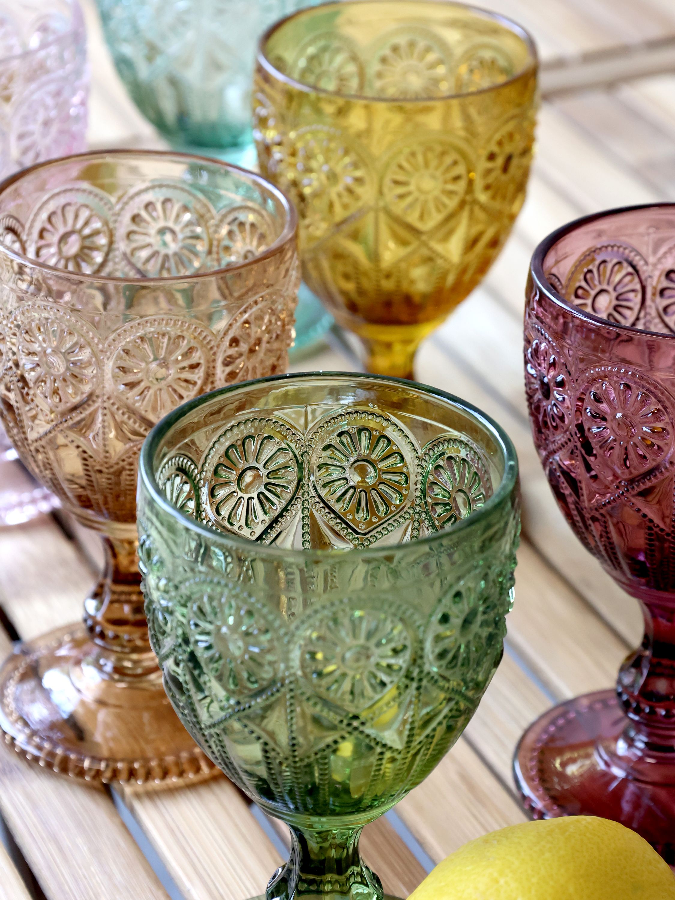 Saint-Émilion Glasbecher mit Muster, 250 ml, 15 cm hoch