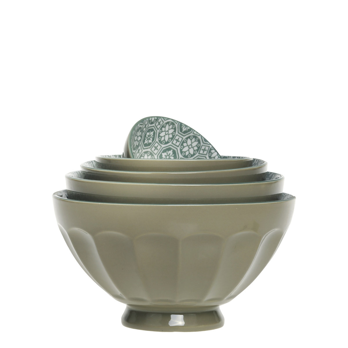 Arés Latteschüssel Set 5-teilig, oliv, Porzellan