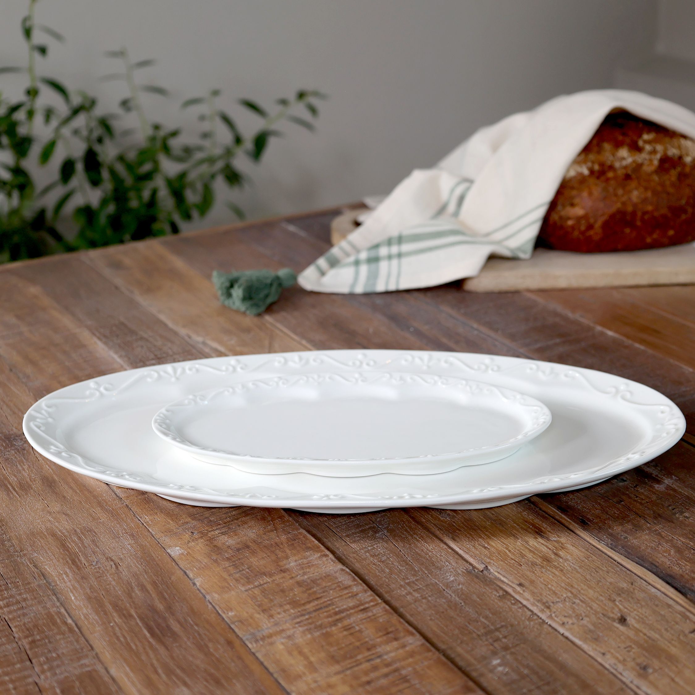Provence Tablett oval – Porzellan, 13 cm lang, weiß