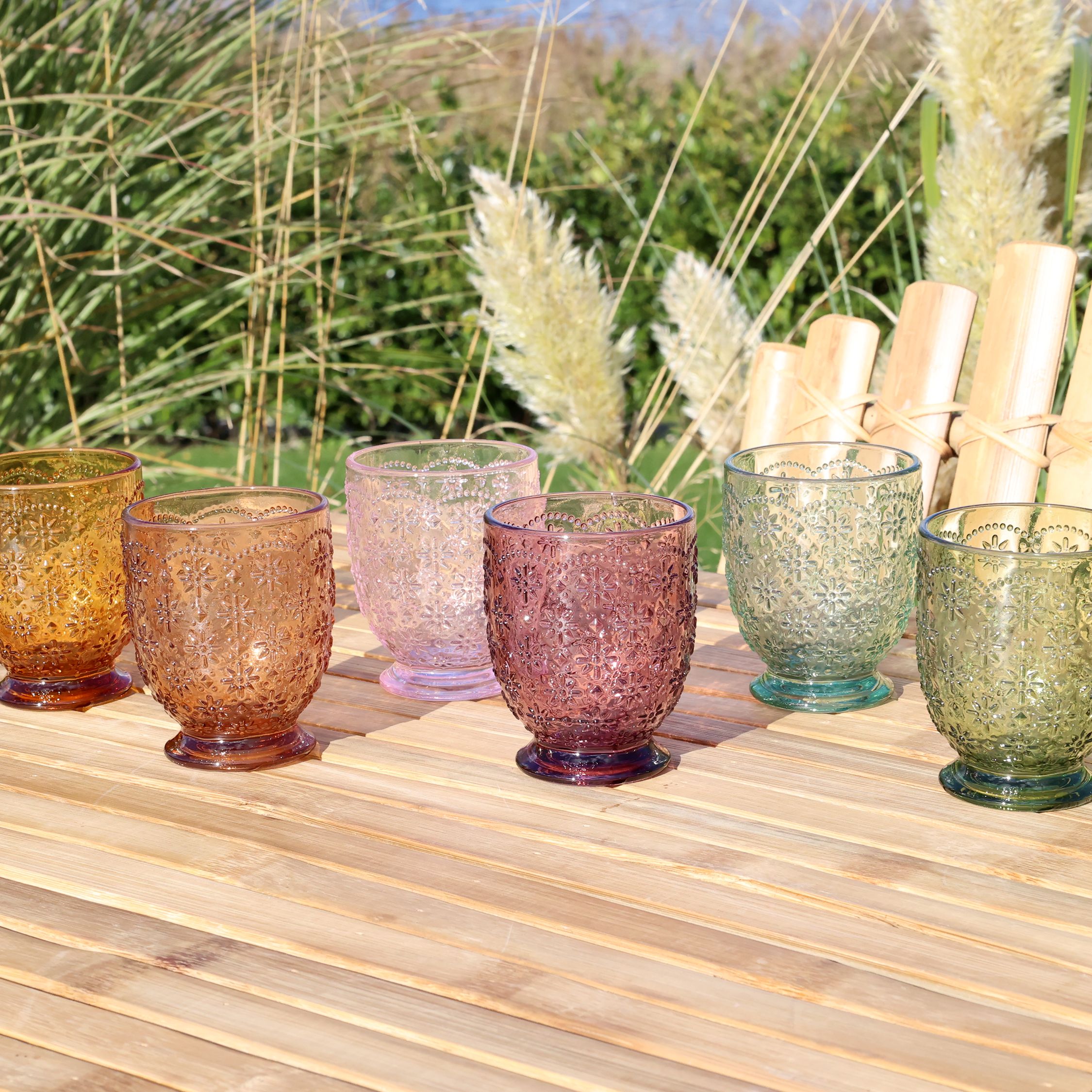 Saint-Émilion Glas-Windlicht mit Muster, 10 cm hoch