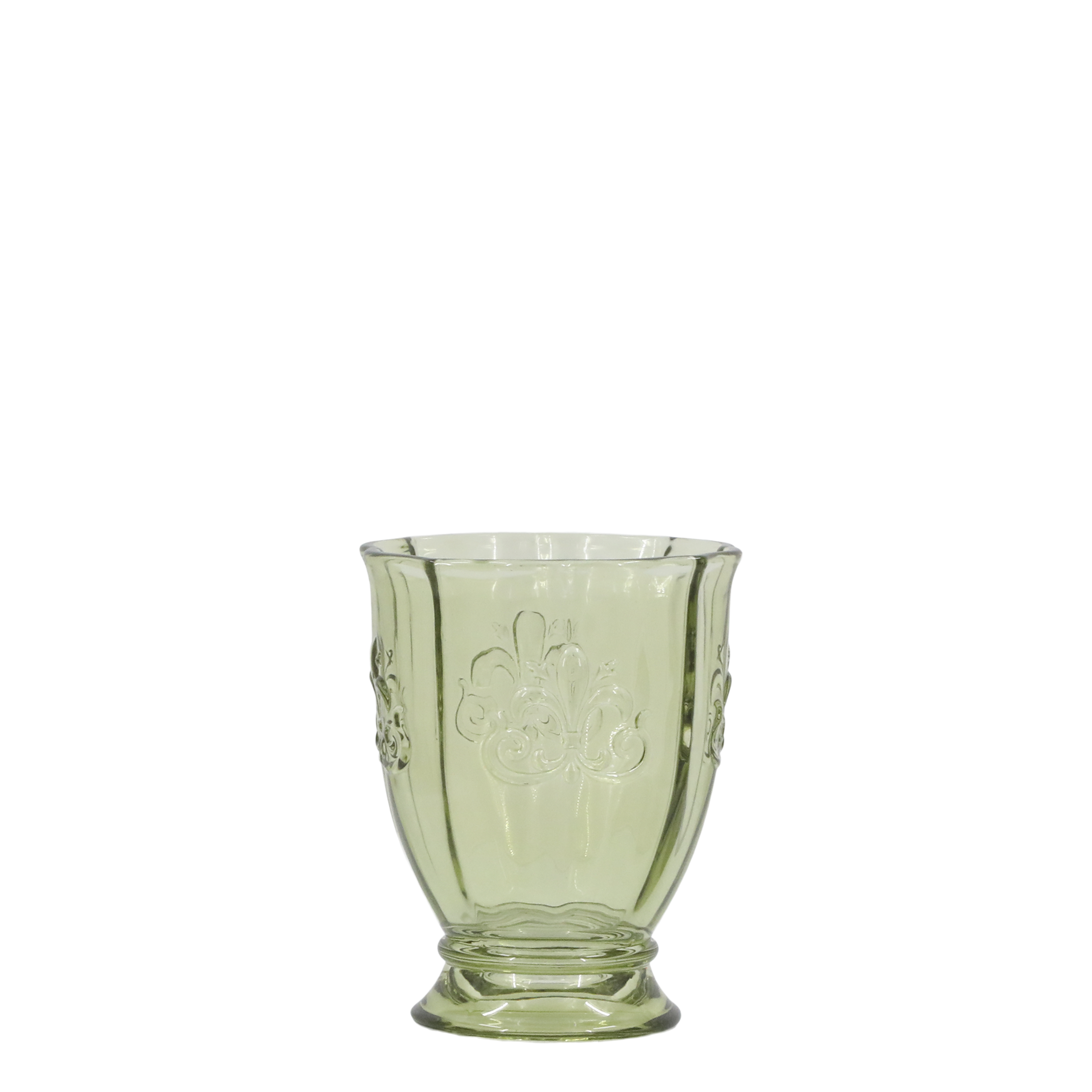 Glas Windlicht Saint-Émilion mit Muster, oliv, 10,5 cm hoch