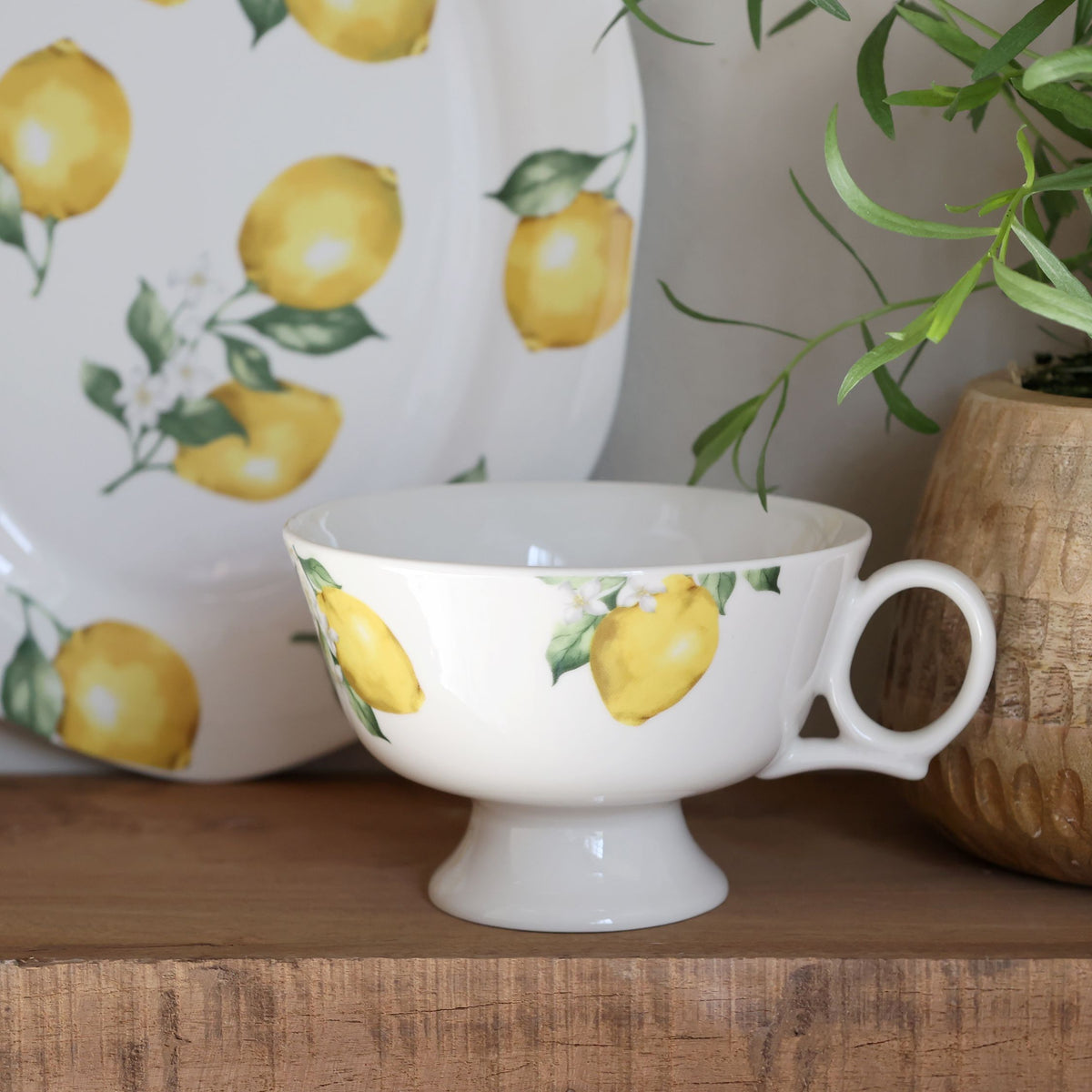 Maison Citron Tasse auf Fuß, 310 ml, creme