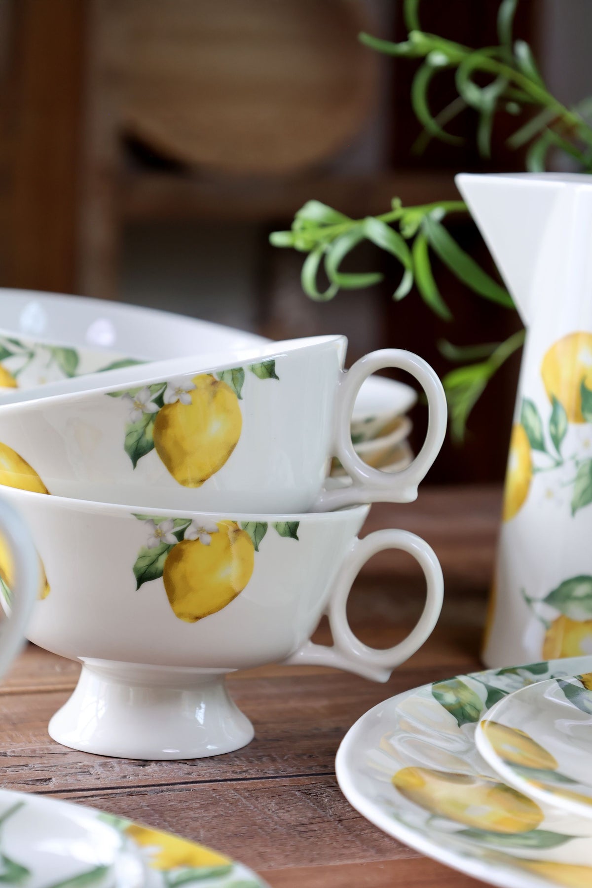 Maison Citron Tasse auf Fuß, 310 ml, creme