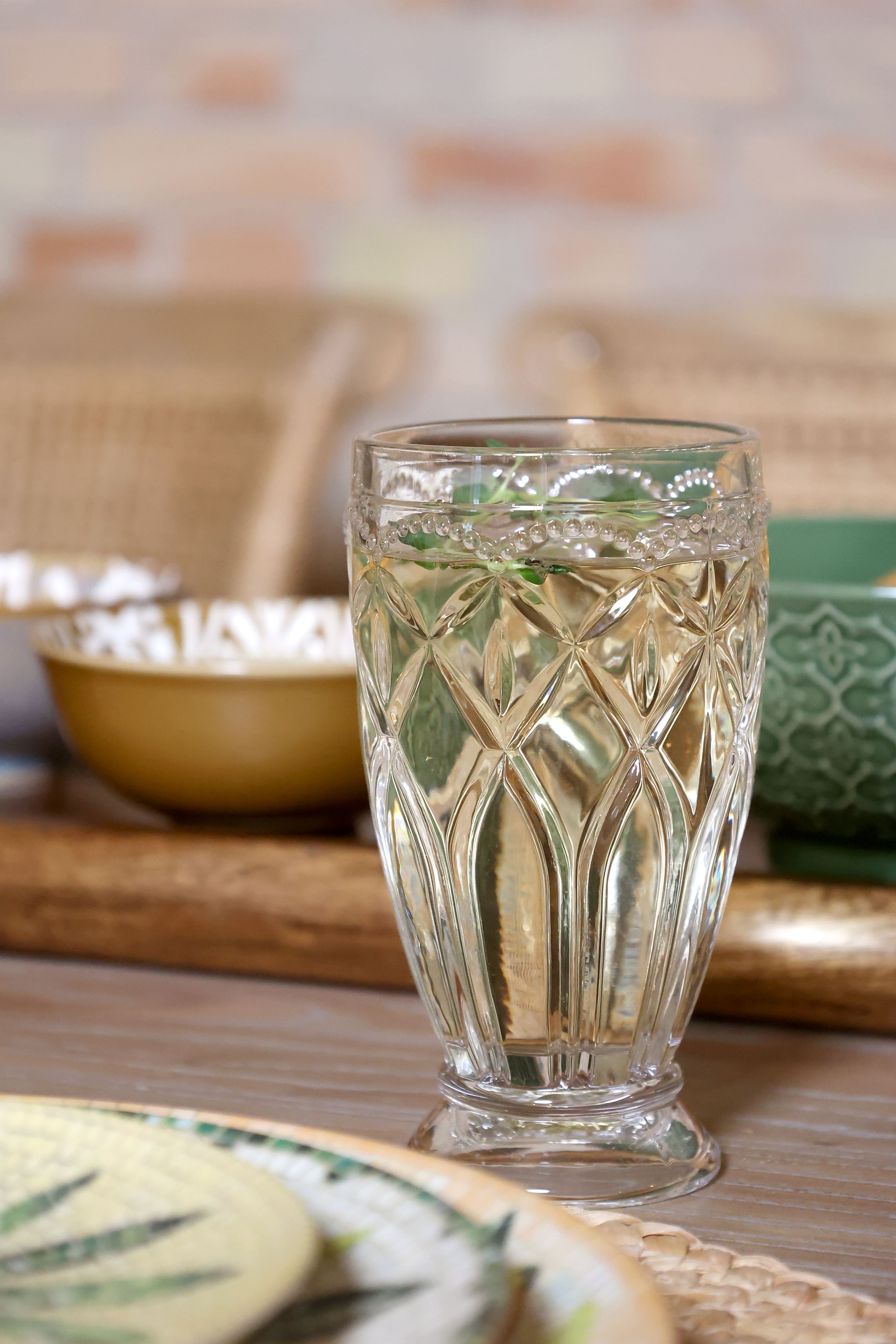 Glas Windlicht Saint-Émilion mit Muster, 15 cm hoch