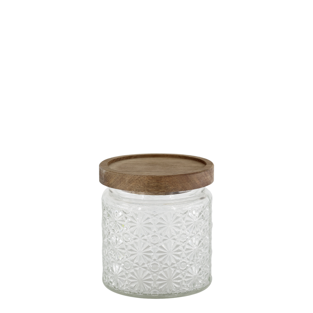 Aufbewahrungsglas mit Blumenmuster, 450 ml, Holz