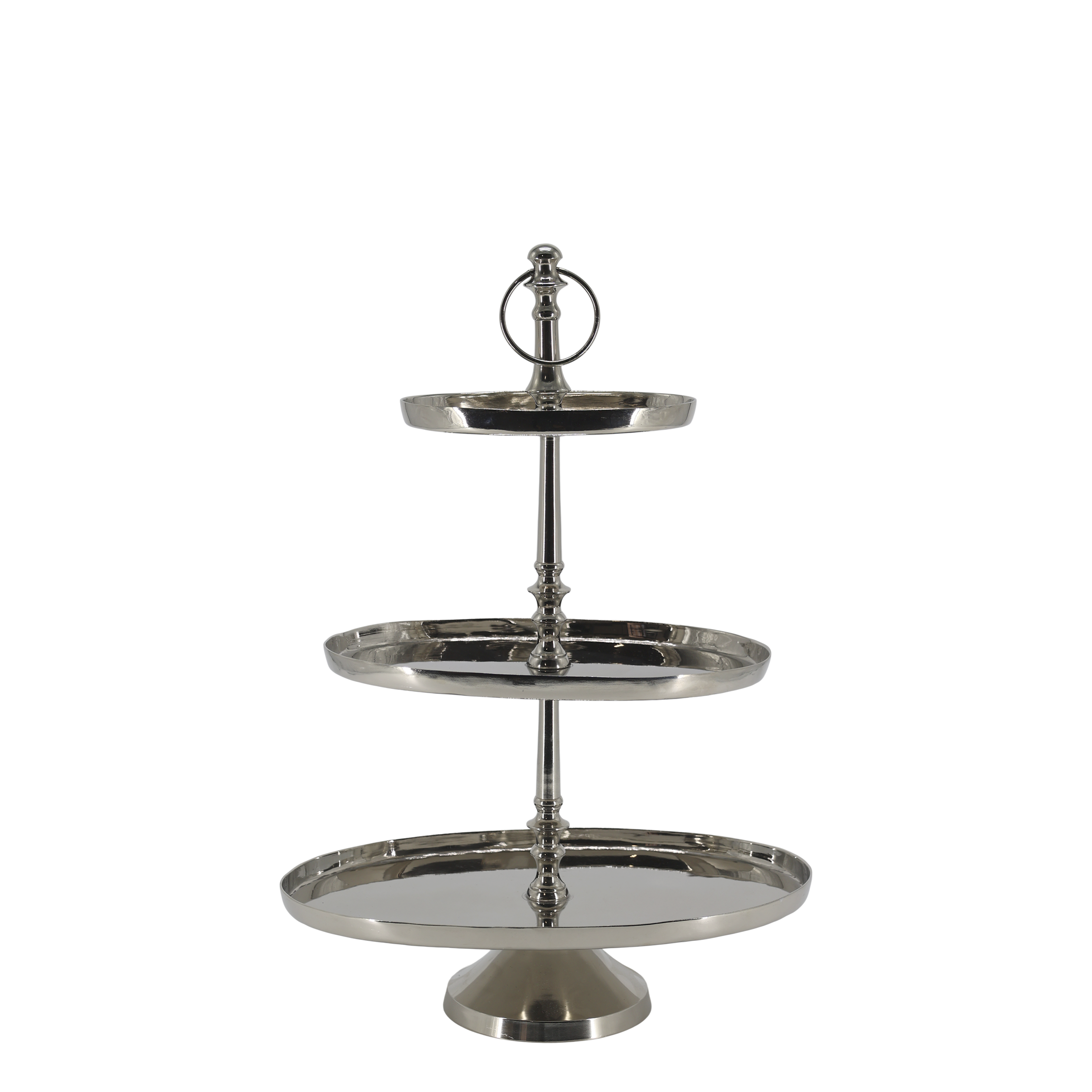 Etagere mit 3 ovalen Schalen, silber, 52 cm hoch