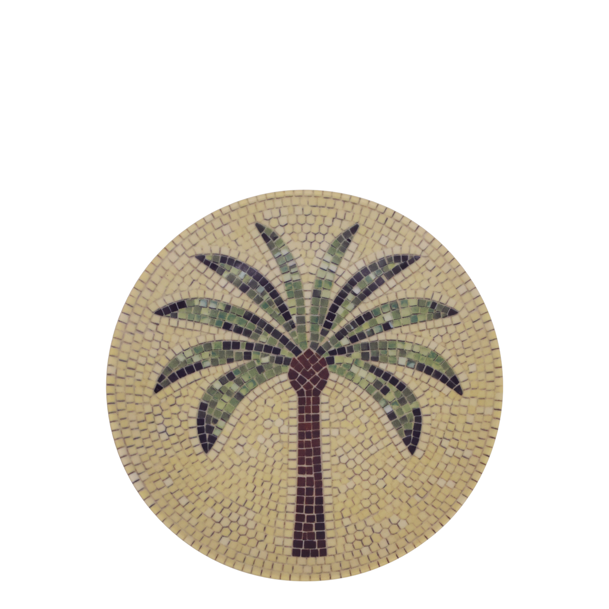 Deko Tablett aus Steingut mit Palmenmosaik, 16 cm