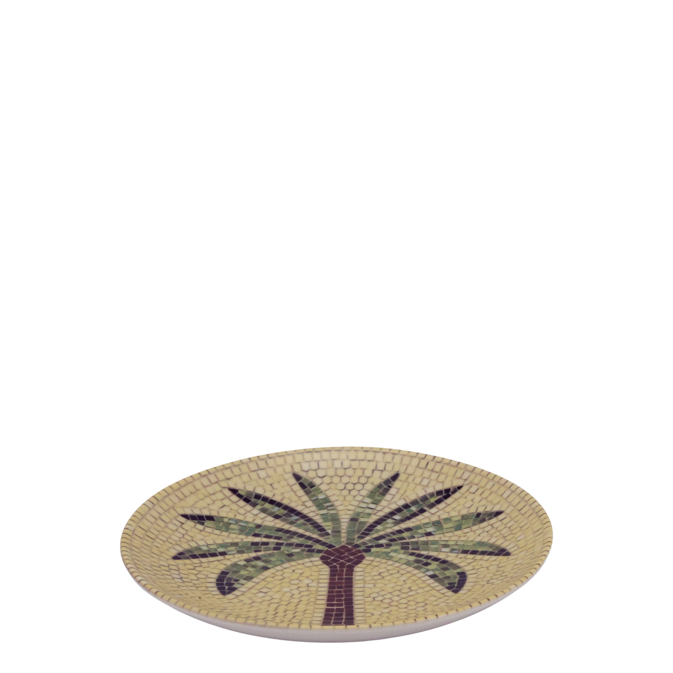 Deko Tablett aus Steingut mit Palmenmosaik, 16 cm