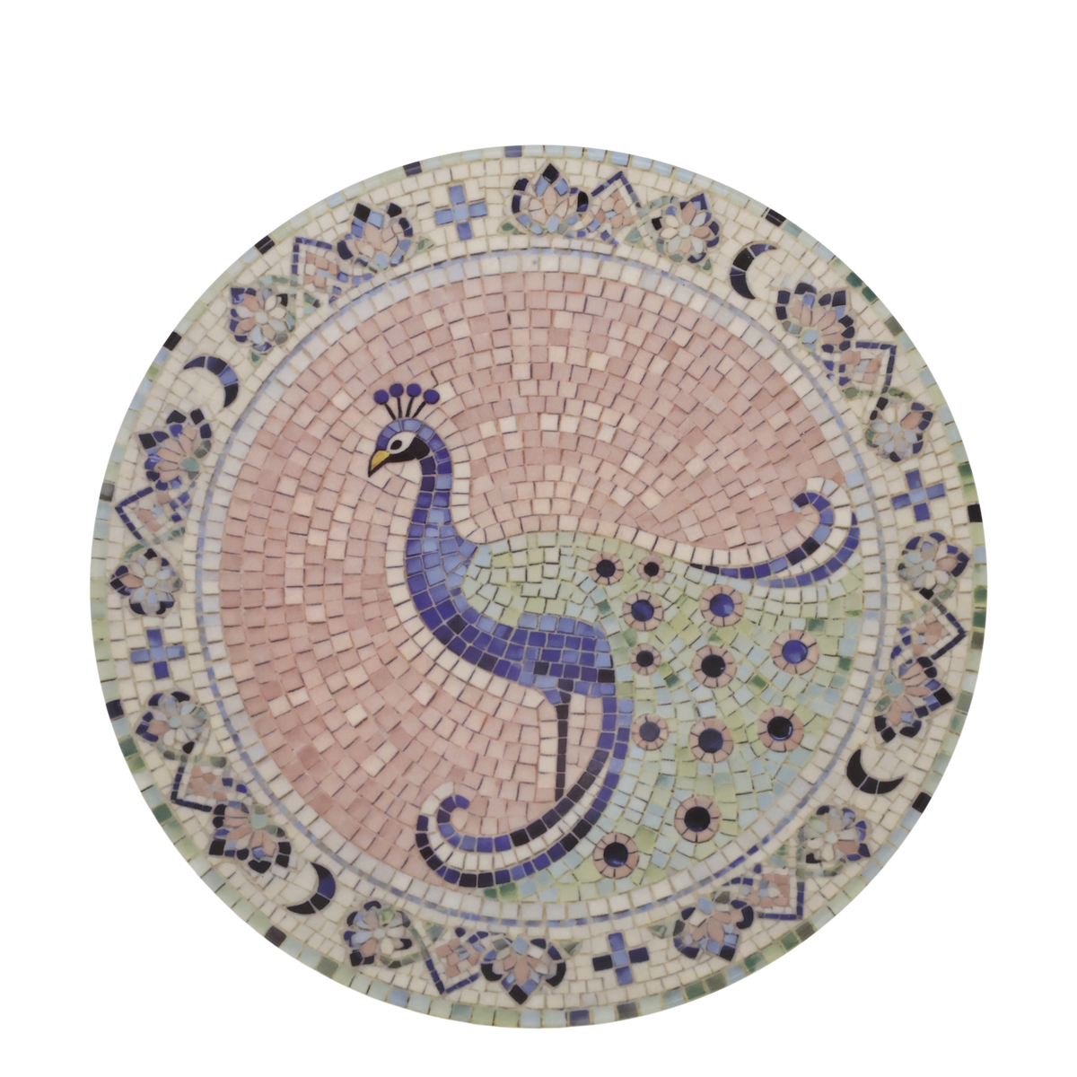 Mosaik Tablett Chartres mit Pfau – Deko Tablett, 21 cm
