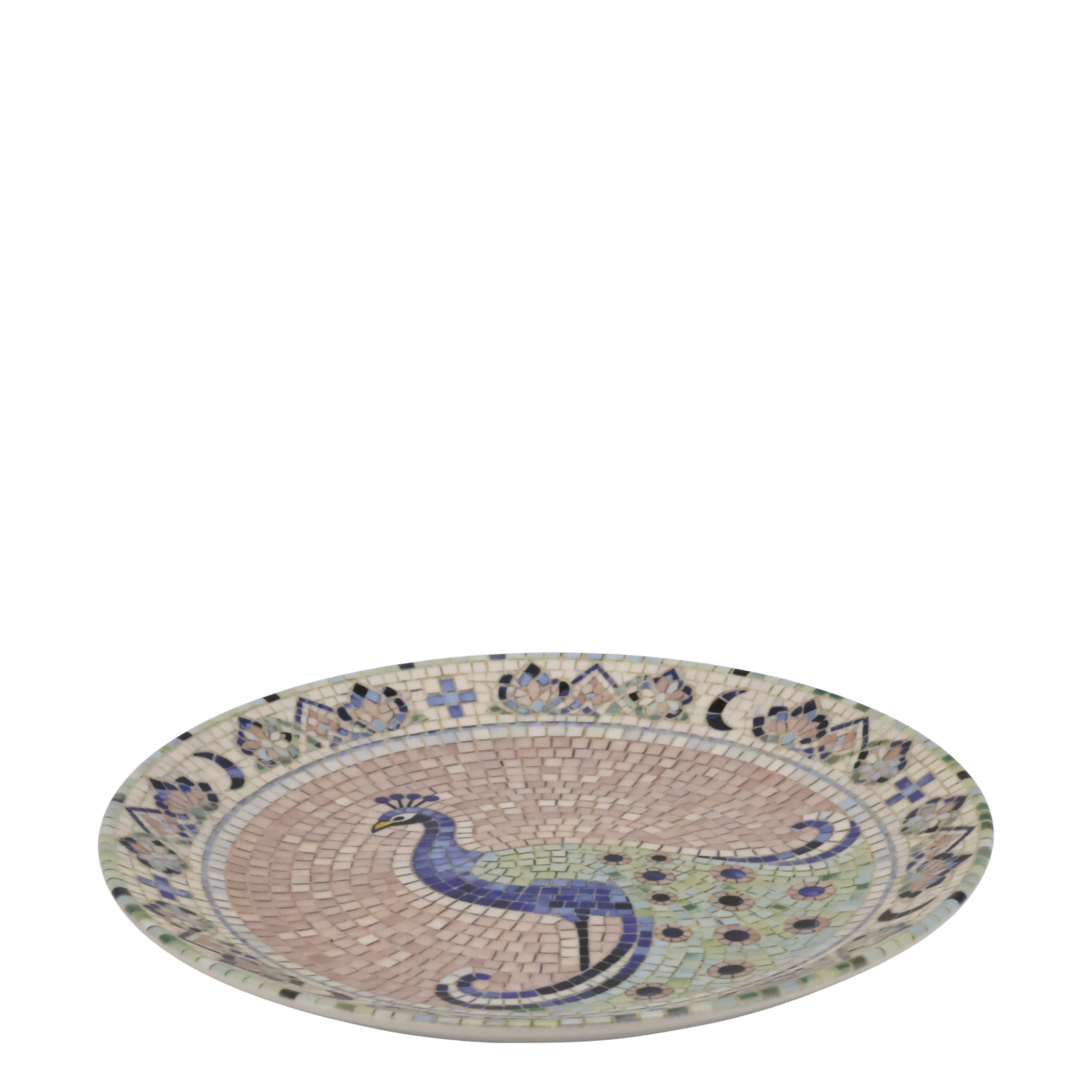 Mosaik Tablett Chartres mit Pfau – Deko Tablett, 21 cm