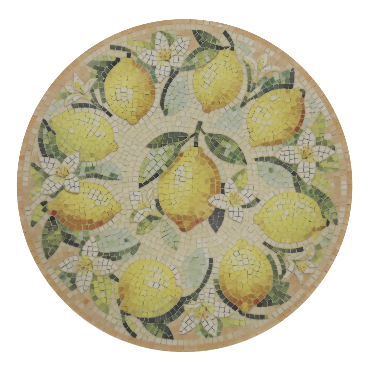 Mosaik Tablett Chartres mit Zitronenmotiv, 26,5 cm
