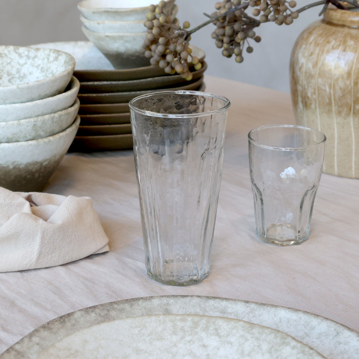 Glas Becher mit Rillen, 400 ml, 15 cm hoch