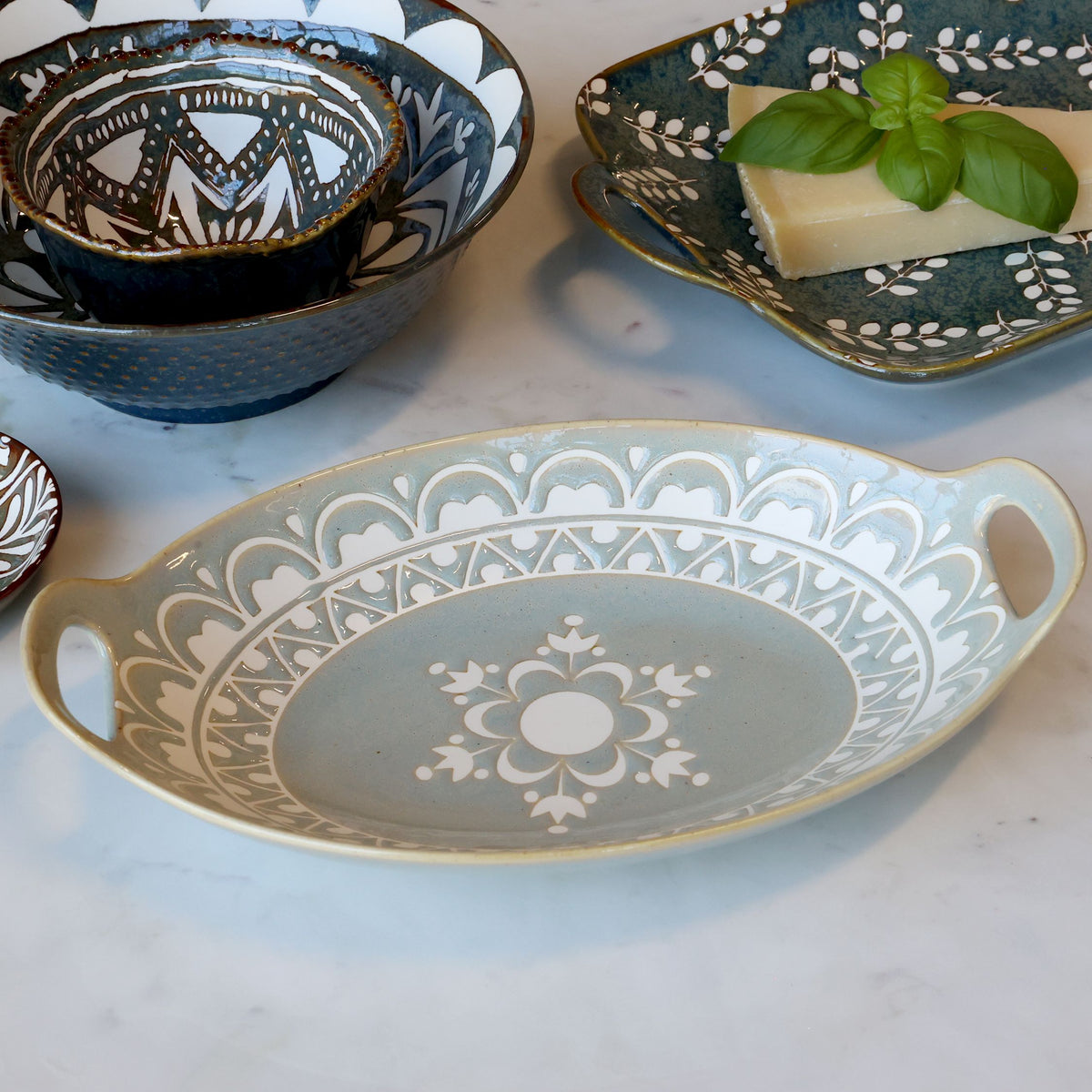 Arés Ramekin mit Henkel, franz. grau, 27,5 cm