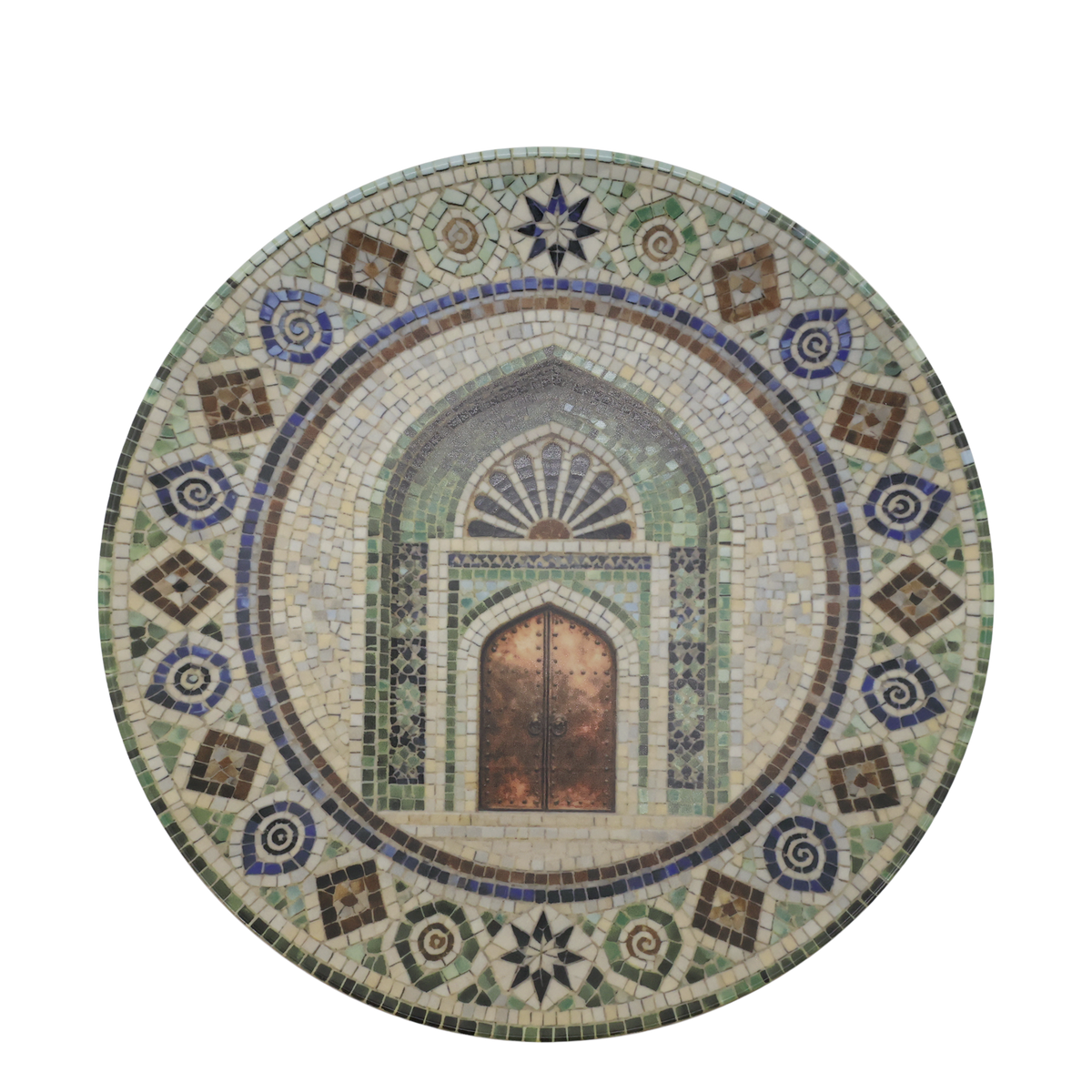 Mosaik Tablett Chartres mit Tür – Steingut, 21 cm