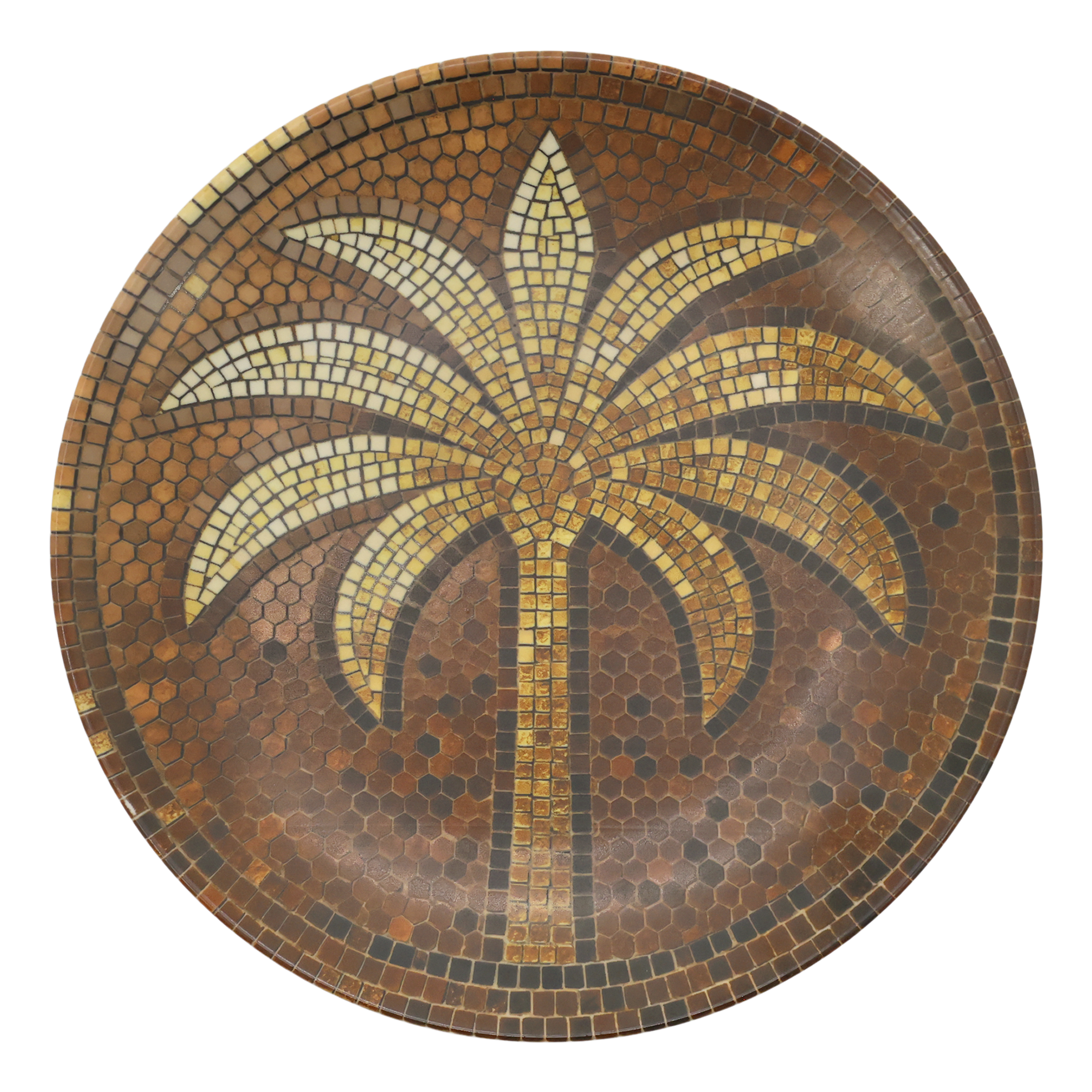 Mosaik Tablett mit Palme, Steingut, 26,5 cm