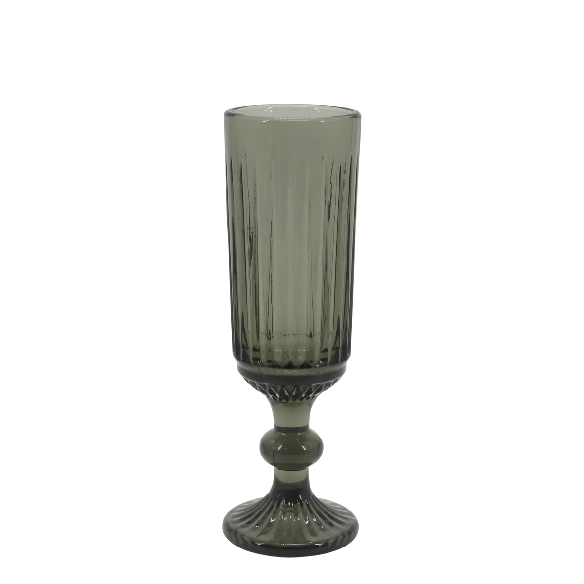 Glasbecher mit Rillen, rauchfarben, 200 ml