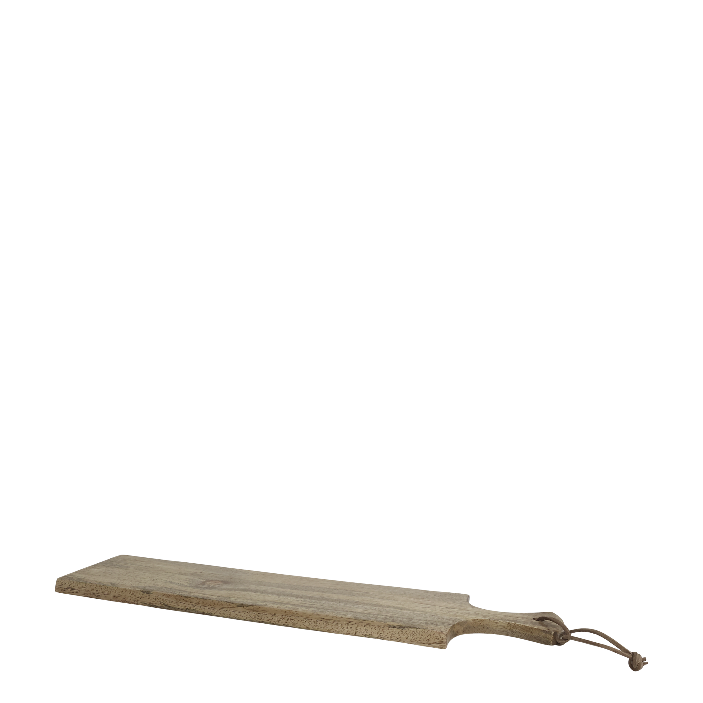 Tapasbrett aus Mangoholz mit Lederband, 58 cm lang