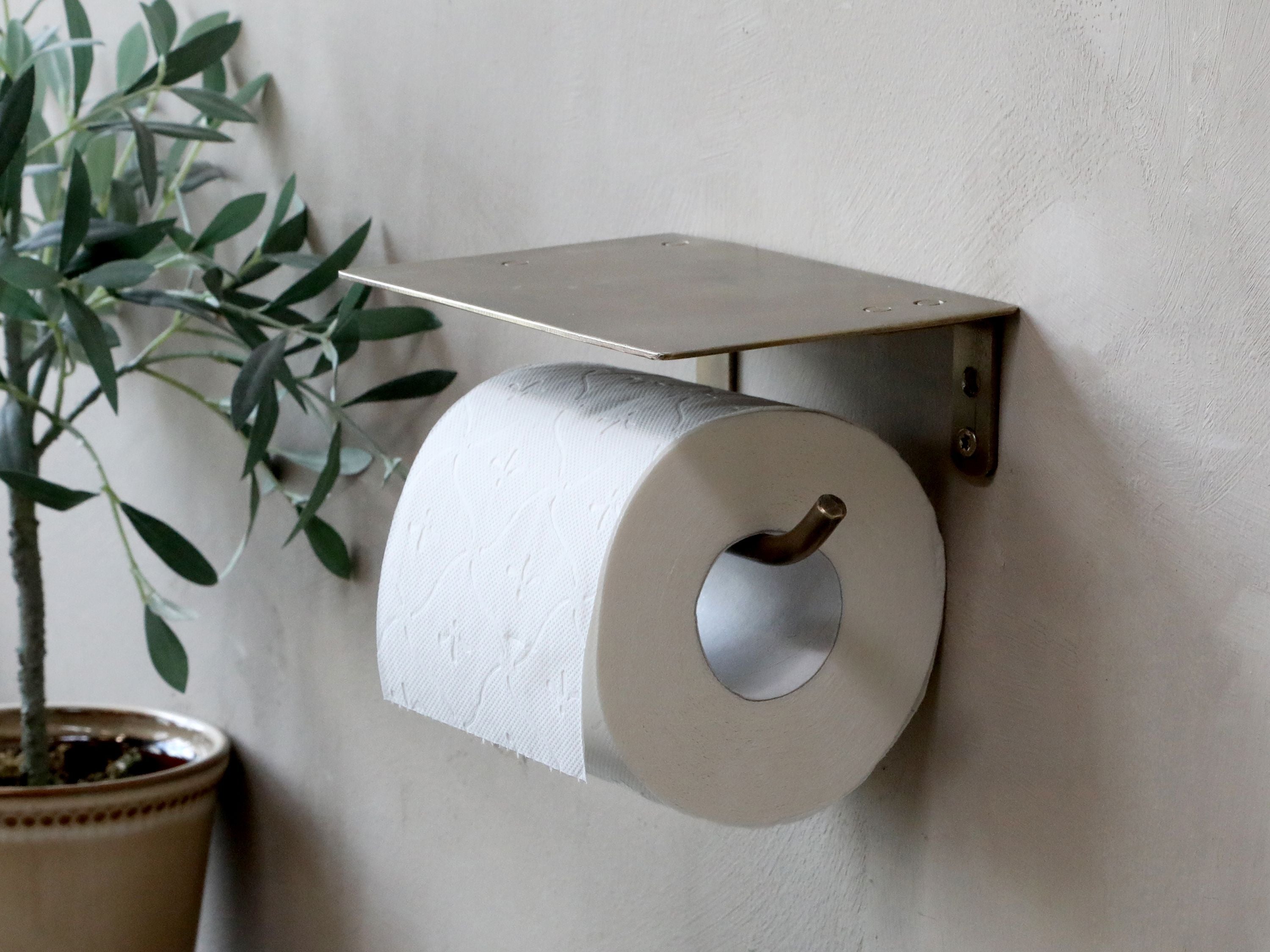 Toilettenpapierhalter aus Eisen in Messing, 17 cm lang